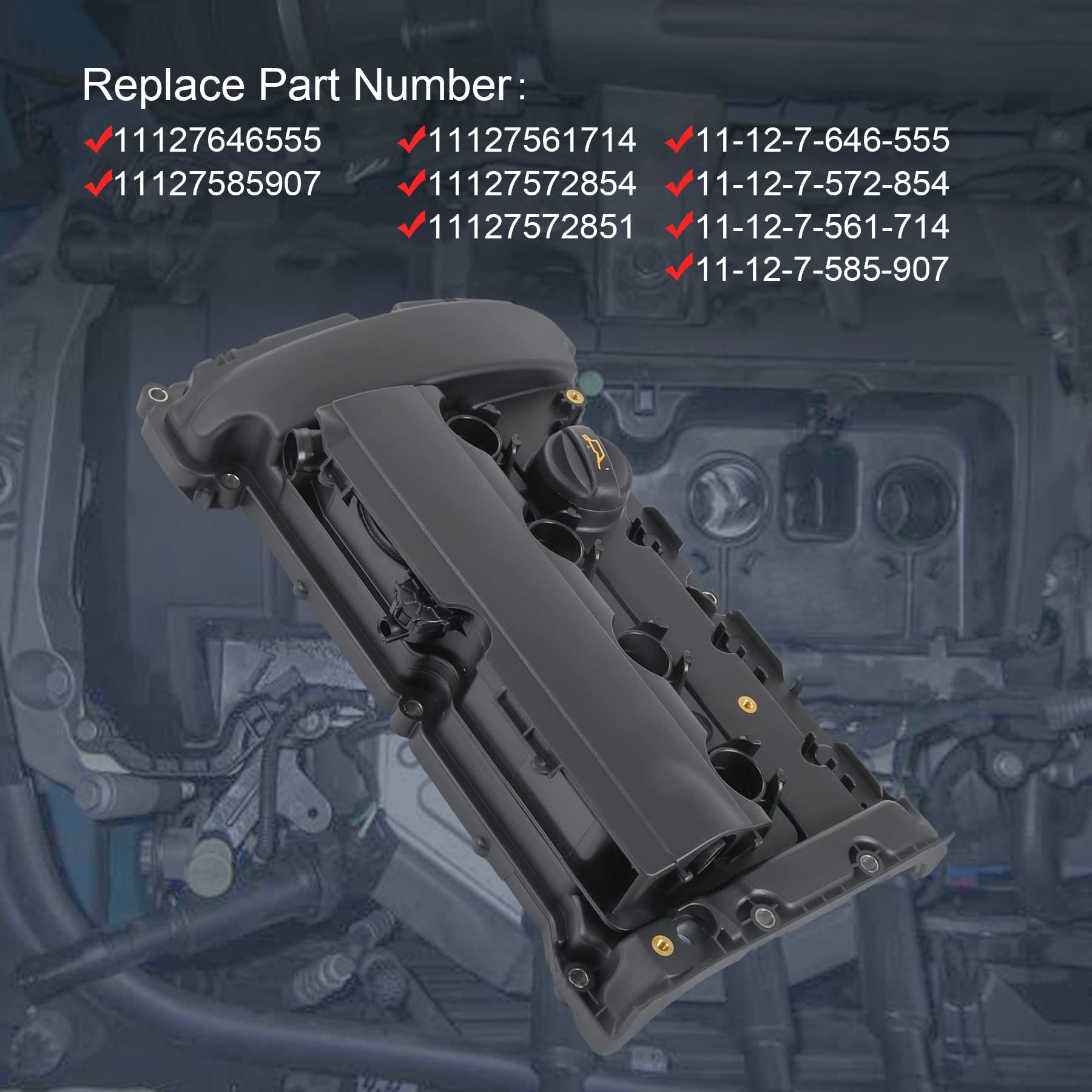 JDMSPEED New Engine Valve Cover Gasket Set Replacement for Mini Cooper S JCW R58 R59 R55 R56 R57 1.6L N14 Turbocharged Engine Replace 11127646555, 11127561714, 11127572854, 11127585907, 11127572851