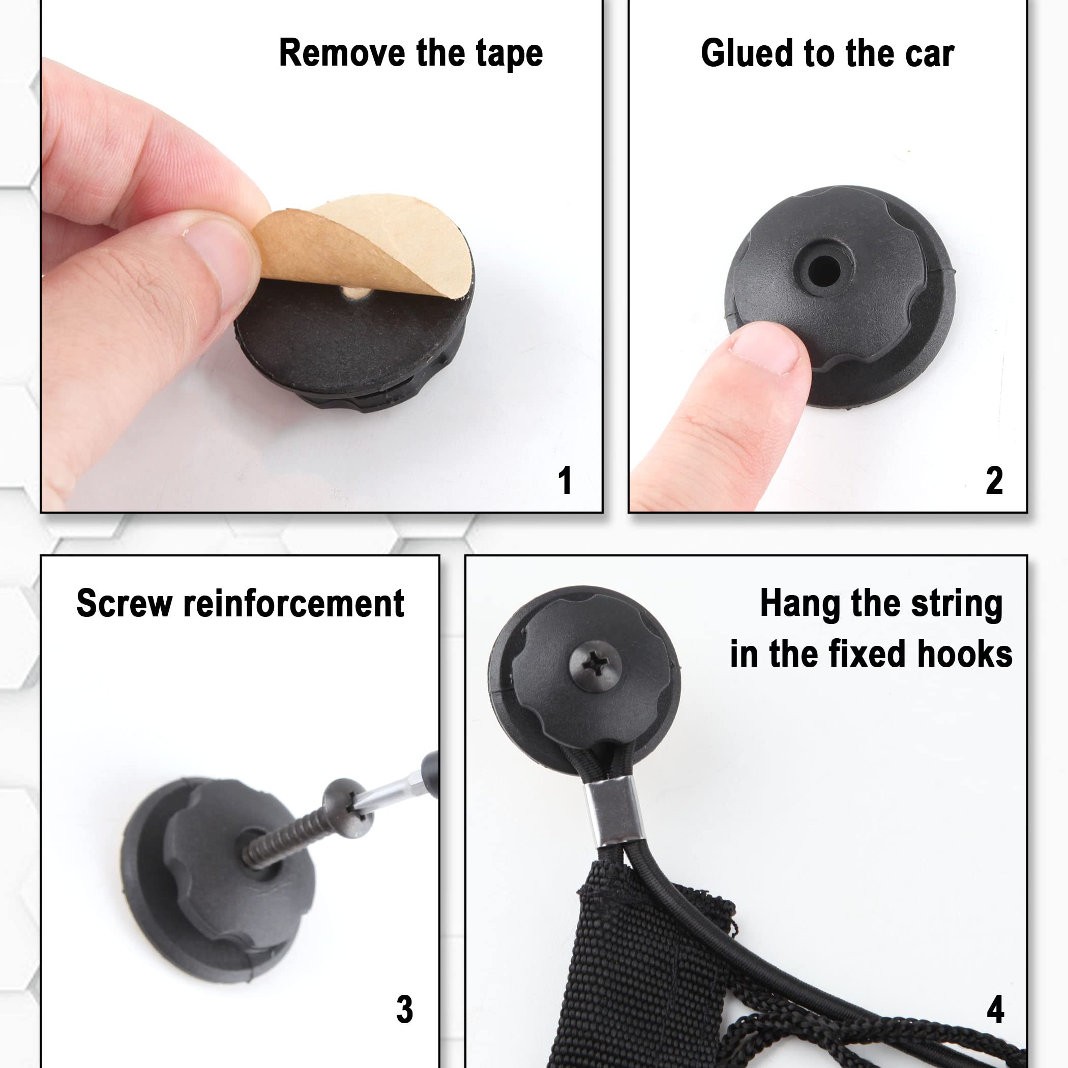 Cartman Cargo Net Hammock Trunk Organizer Vehicle Storage with 4 Adjustable Hook Black for Car, Vehicle, SUV (35.4&quot;x11.8&quot;)