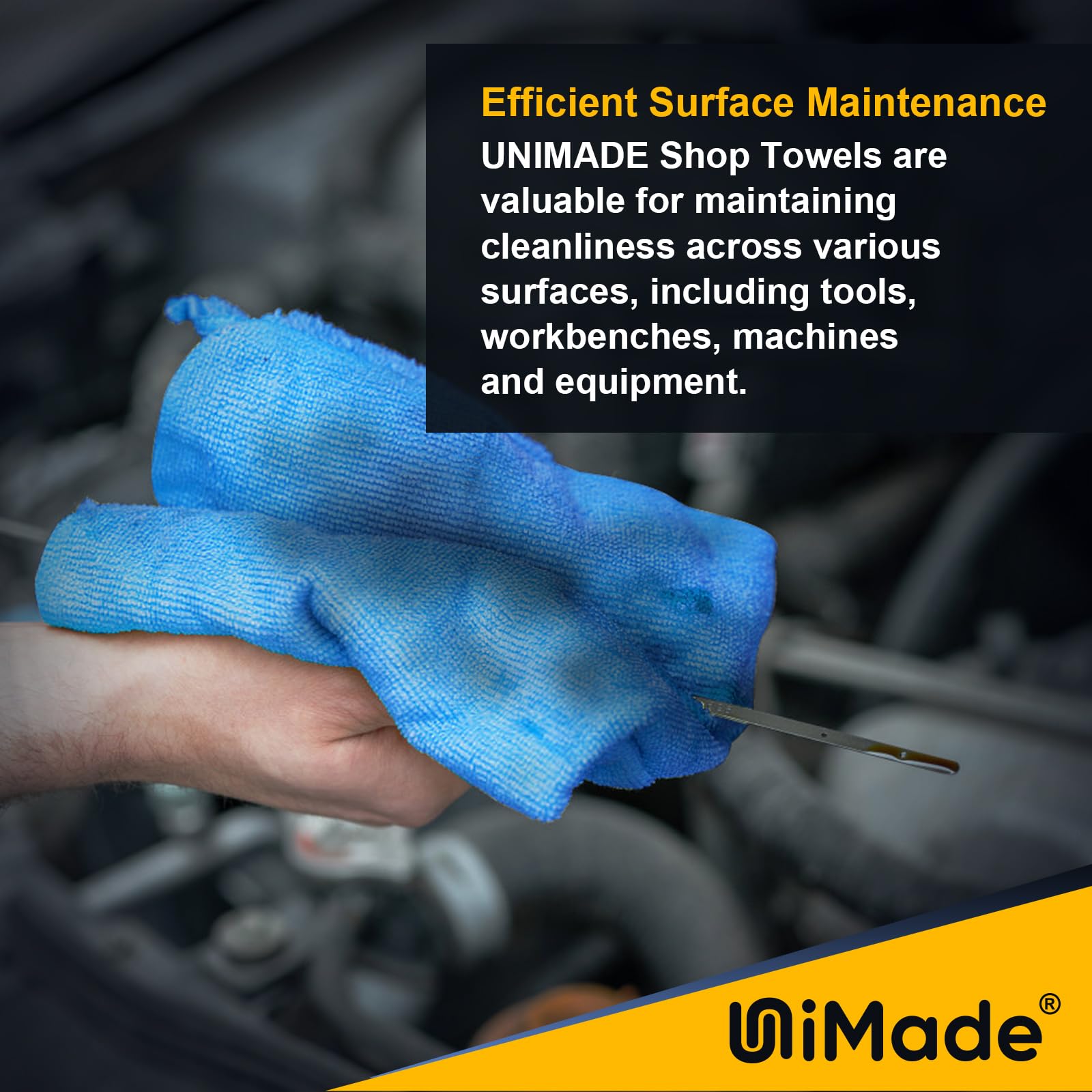 Unimade Shop Towels Rags, 50 Pack Reusable Shop Rags Bulk Microfiber Cleaning Cloth Lint Free Cleaning Towels For Car Kitchen Au