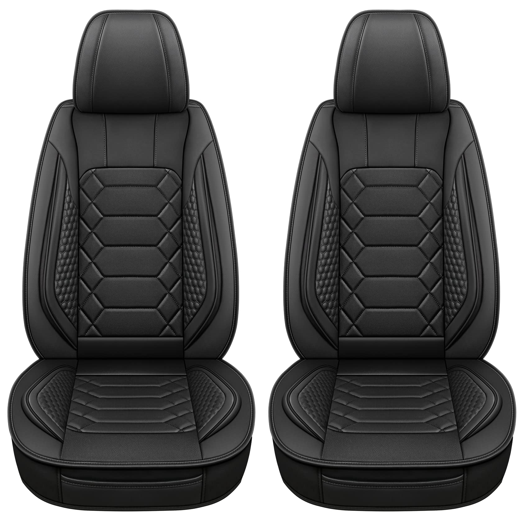 Haiyaotimes Leather Car Seat Covers Front Pair, Waterproof Faux Leather Seat Covers For Cars, Non-Slip Car Interior Covers Unive