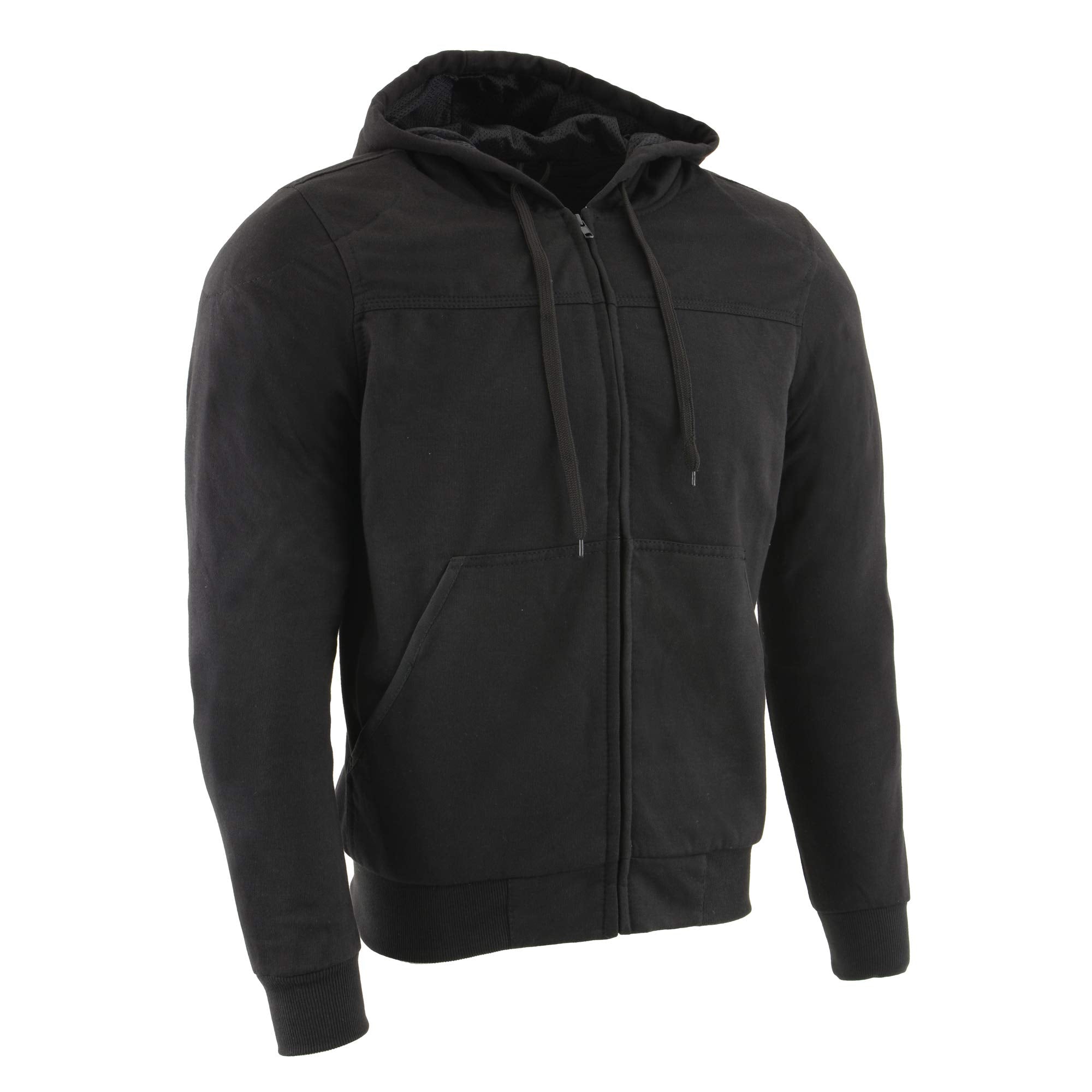 Milwaukee Leather Mpm1788 Men'S Black Ce Approved Armored Riding Hoodie Sweater With Aramid By Dupont Fibers - Small