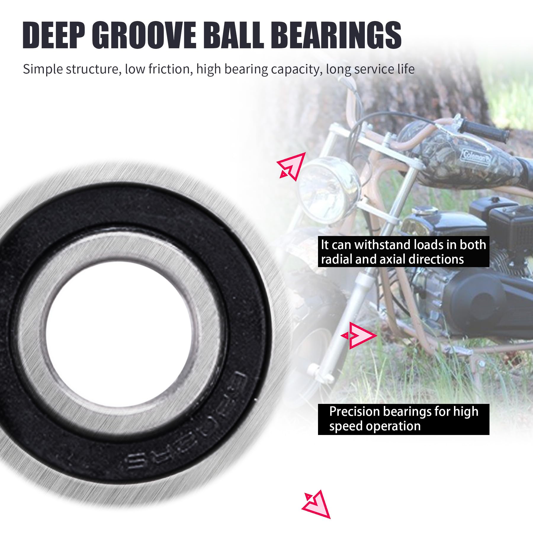 Mrelc Mini Bike Front Rear Wheel Bearing Set Fit For Coleman Ct200U Bt200X Ct200U-Ex Baja Warrior Heat Massimo Mb165 Mb200 196Cc