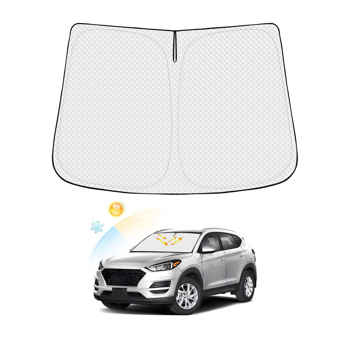 Canvcle Windshield Sun Shade for Hyundai Tucson 2016-2021 Thicken 6-Layer Front Window Sunshade Cover Sun Visor Shield Protector