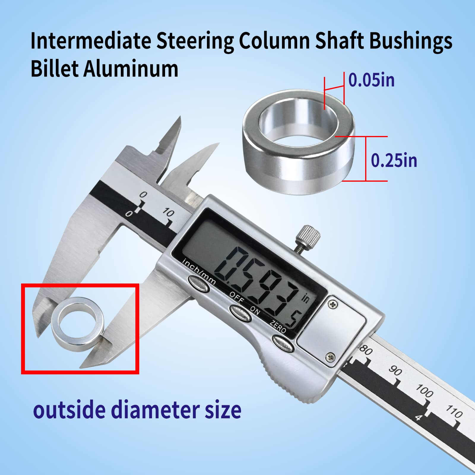 Vsttar 1 Pair of Intermediate Steering Shaft Bushings Column Stem 6061-Billet Aluminum 2003-2019 Bushing 1500/2500/3500/4500/550