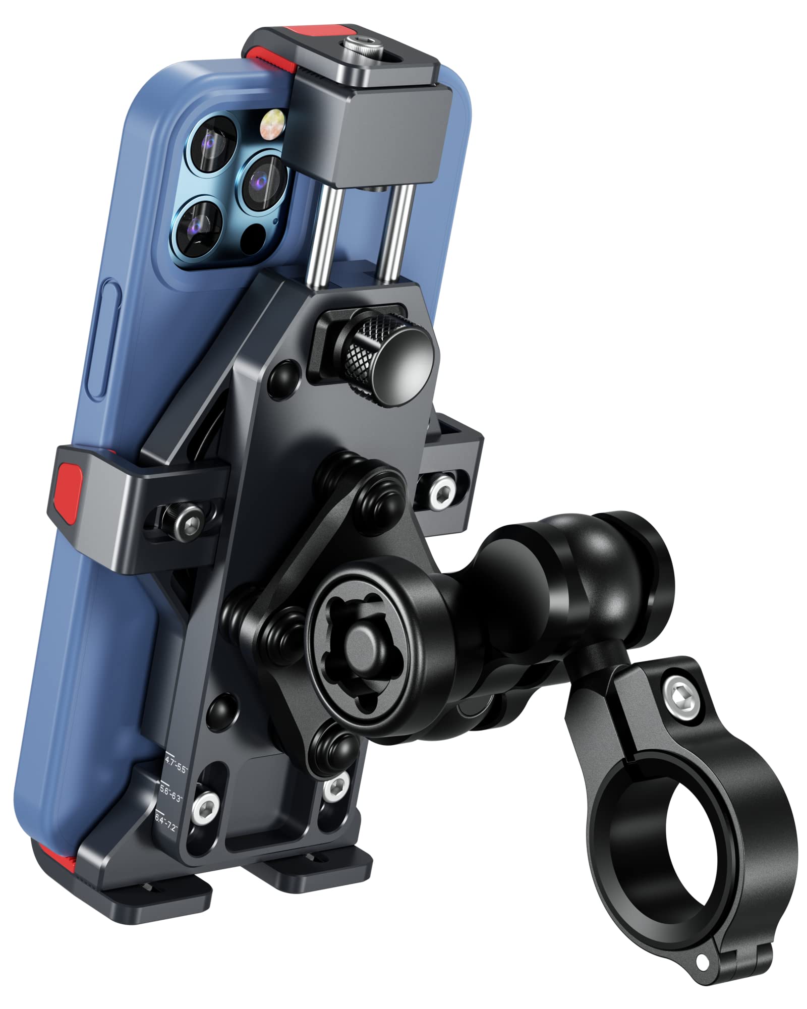 BRCOVAN Aluminum Alloy Motorcycle Phone Mount with Vibration Dampener & High-Speed Secure Lock, Anti-Theft Handlebar Cellphone H