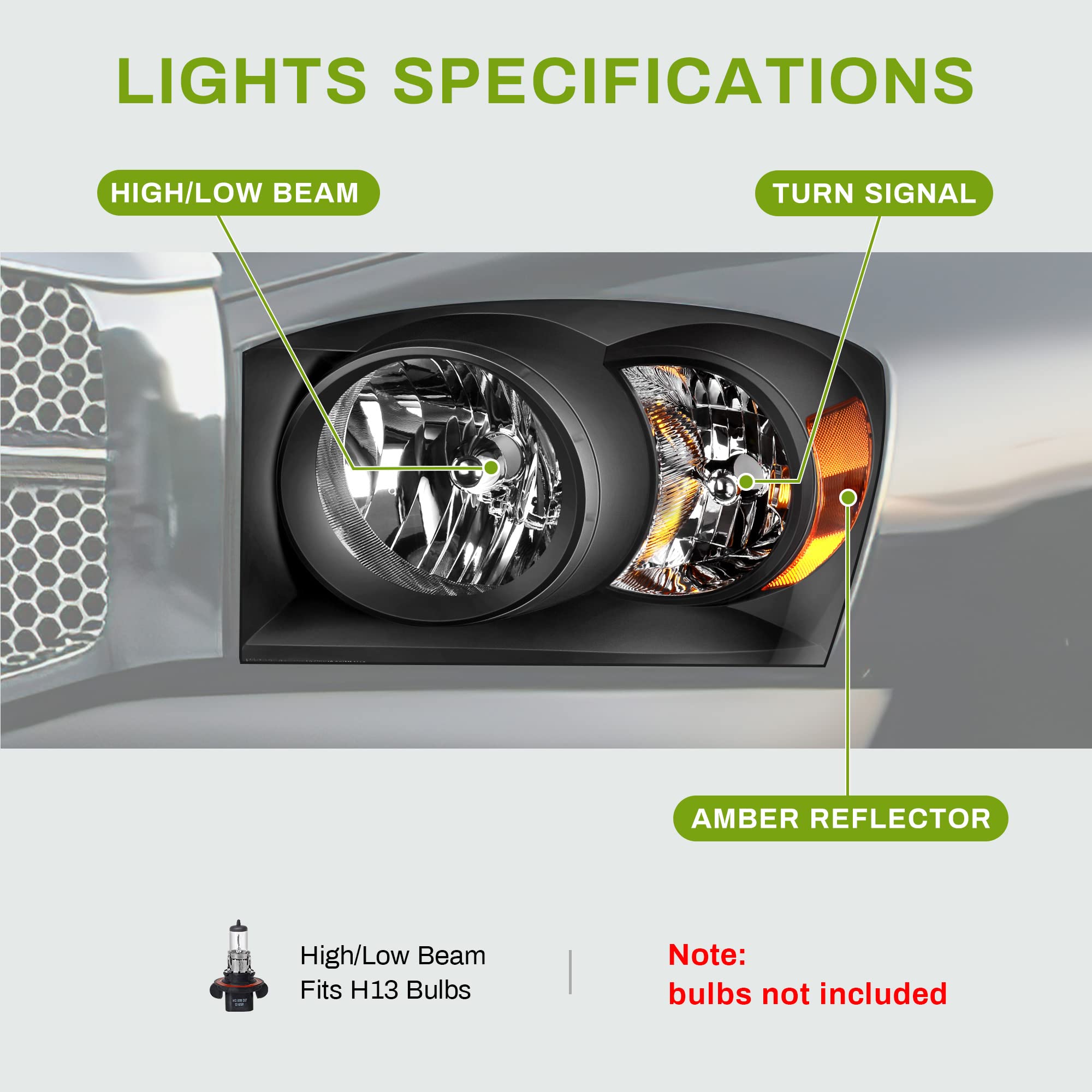 Autosaver88 Headlight Assembly Compatible With 2006-2008 Dodge Ram 1500, 06-09 Dodge Ram 2500 3500 Pickup Replacement Headlamp D