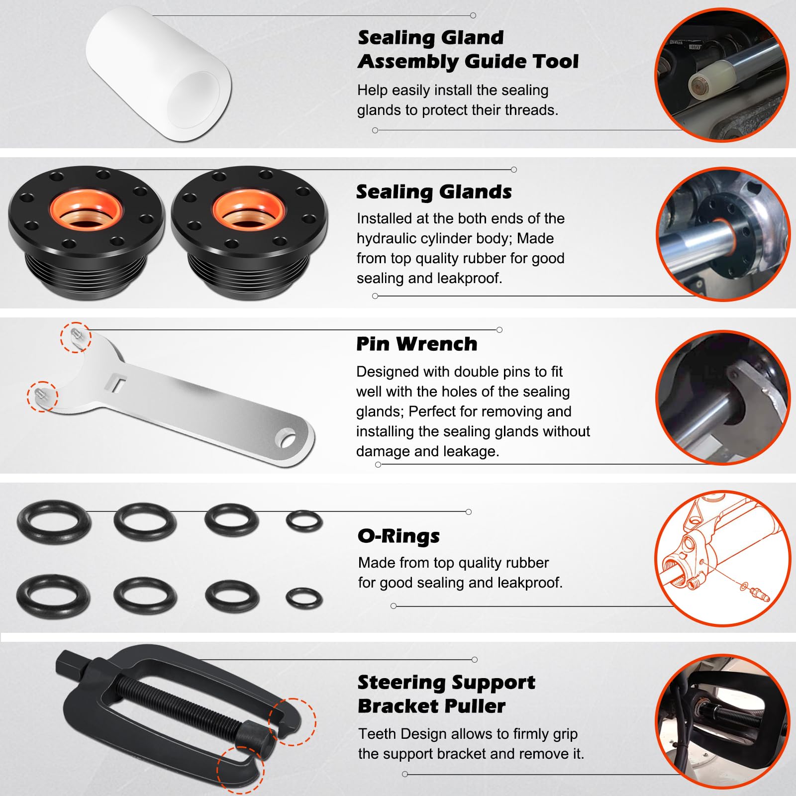Bonbo For Seastar Hc5345 Front Mount Hydraulic Steering Cylinder Seals Kit With Pin Wrench Hs5157 & For All Seastar Steering Sup