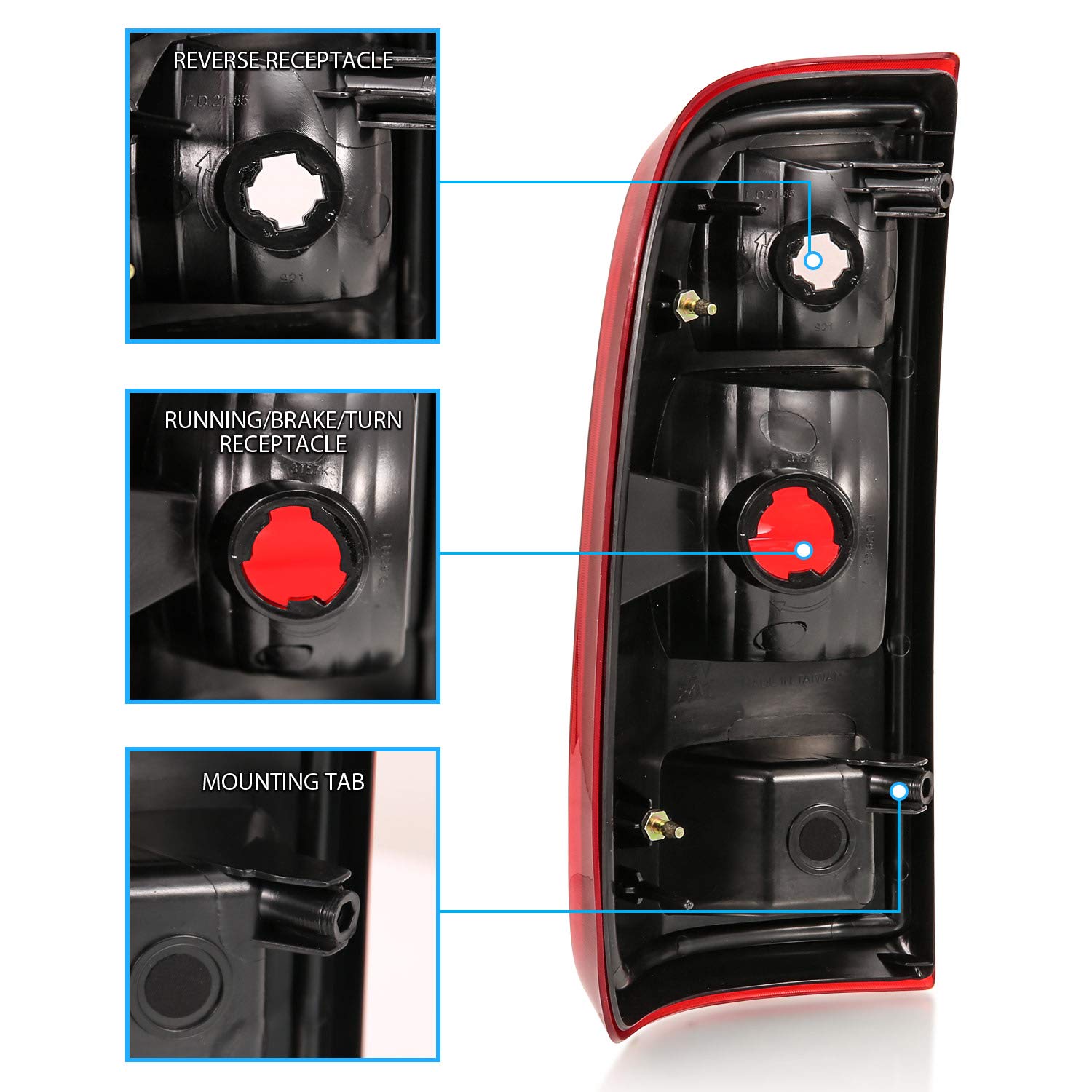 Amerilite For 2008-2016 Ford F250 F350 F450 / Superduty Red Clear Oe Replacement Brake Lamp Tail Lights Set - Driver And Passenger Side