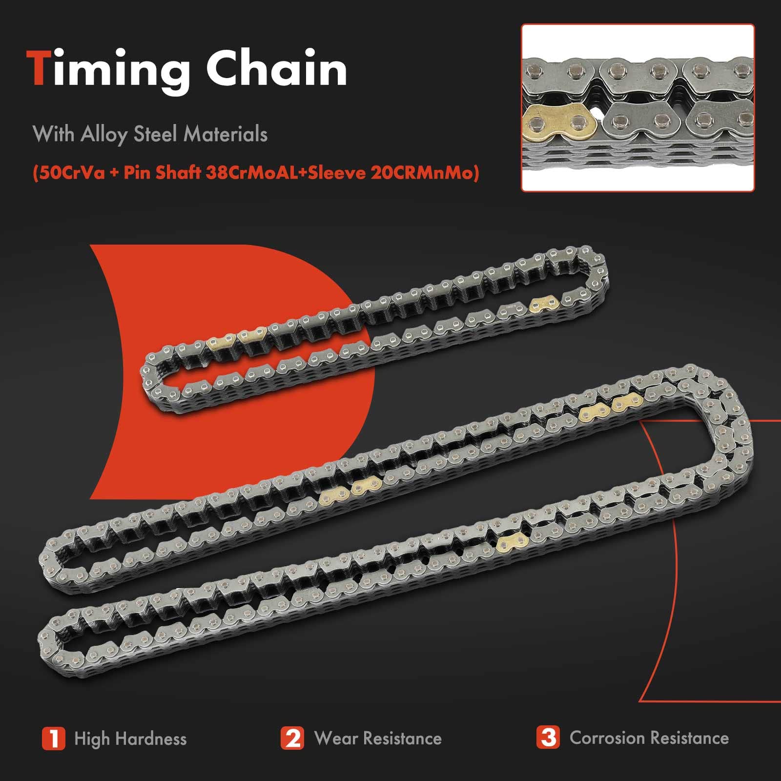 A-Premium Engine Timing Chain Kit W/Tensioner & Guide [Dohc, L4 2.4L Only] Compatible With Acura Ilx 13-15, Tsx 09-14 & Honda Accord 08-12, Civic 12-15, Cr-V 10-14, Crosstour 12-15, For# 14401R40A01