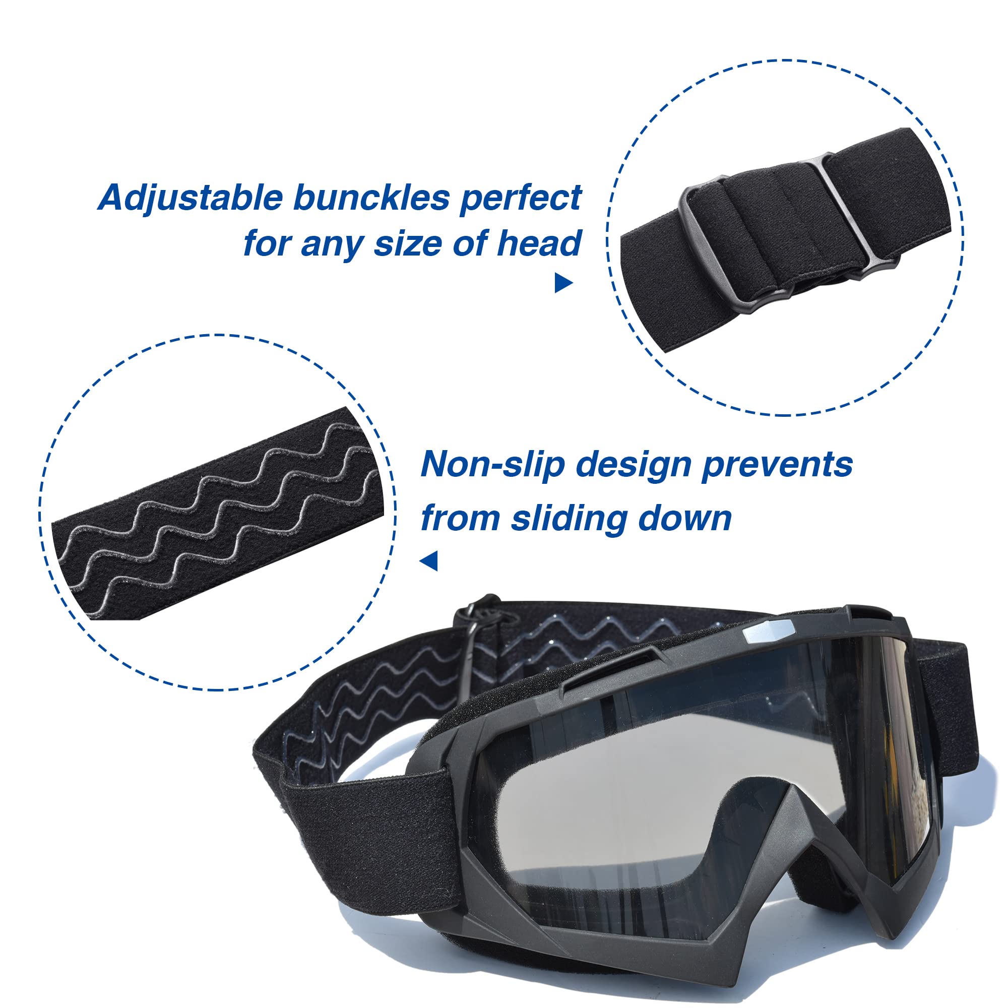 Ahr Motorcycle Goggles Dirt Bike Goggles, Anti Uv Safety Goggles, Scratch Resistant Motocross Goggles, Dustproof Motorcycle Glasses, Motorbike Goggles For Cycling Riding Climbing, Gray Lens