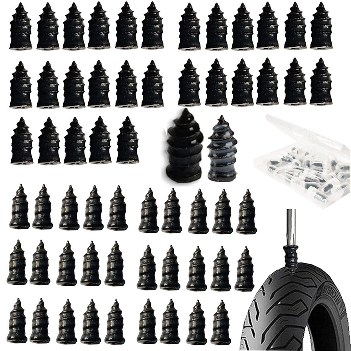 60 Pcs Tire Repair Rubber Nail, Tire Repair Nail Tire Repair Rubber Screws Fast Tool Self-Service Tire Repair Nail Vacuum Tire R