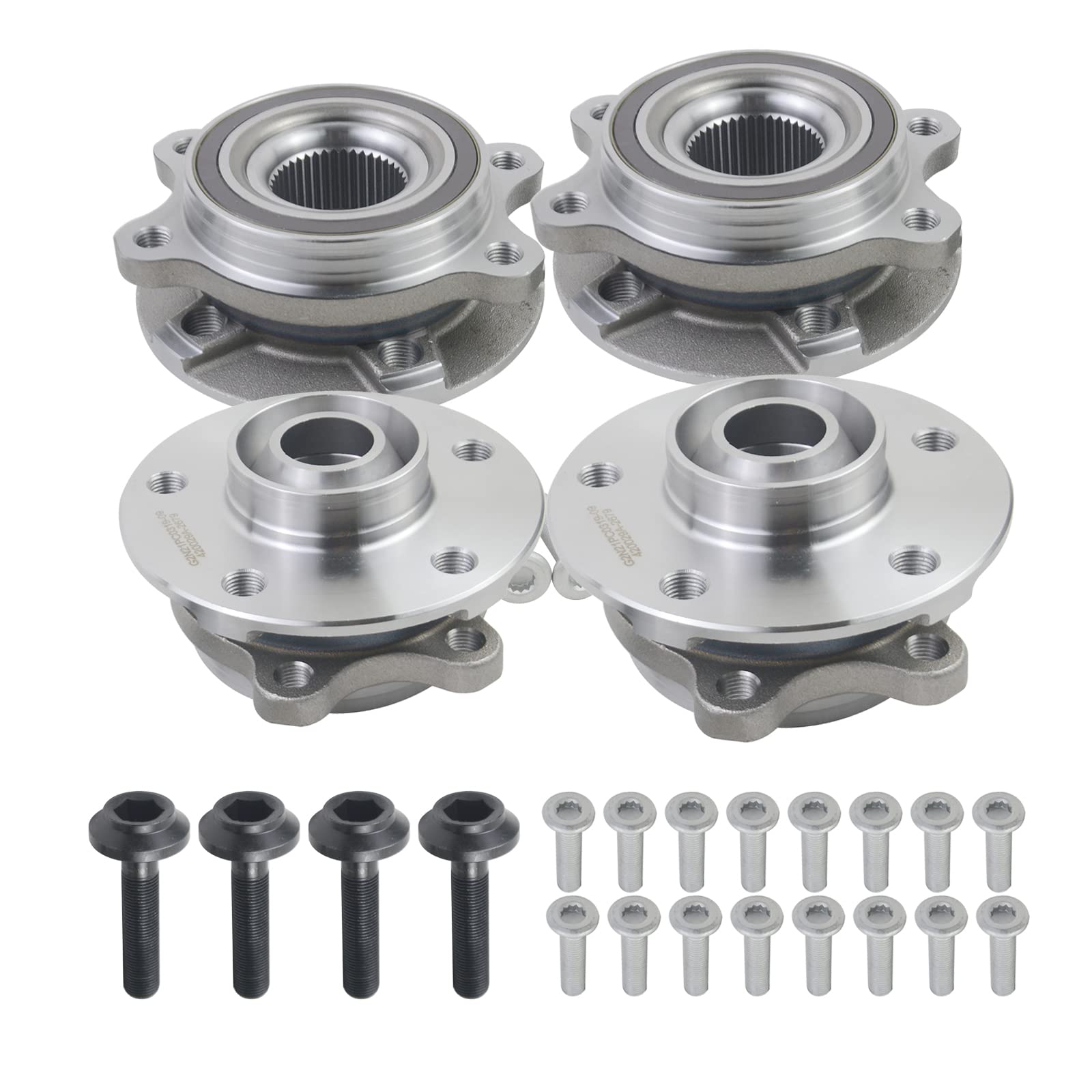 Koomaha 513301 Front & Rear Wheel Hub And Bearing Assembly Replacement For 2009-2015 Audi A4 A5 A6 A7 A8 Quattro Awd, Q5 Sq5 S4 S5 S6 S7 S8 Part# Br930817