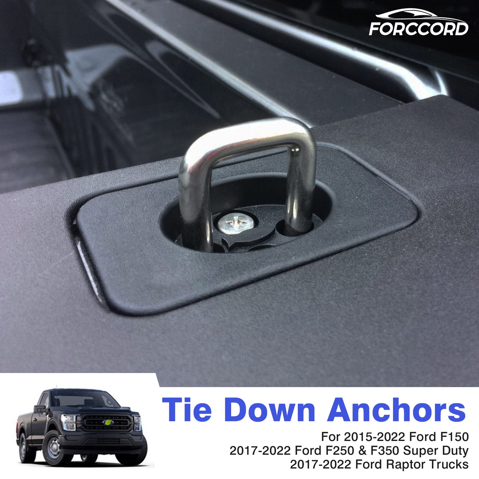 Forccord 4 Pack Tie Down Anchors Custom Fit For 2015-2025 Ford F-150, 2017-2025 Ford F250 F350 Super Duty&Ford Raptor Bed Tie Do