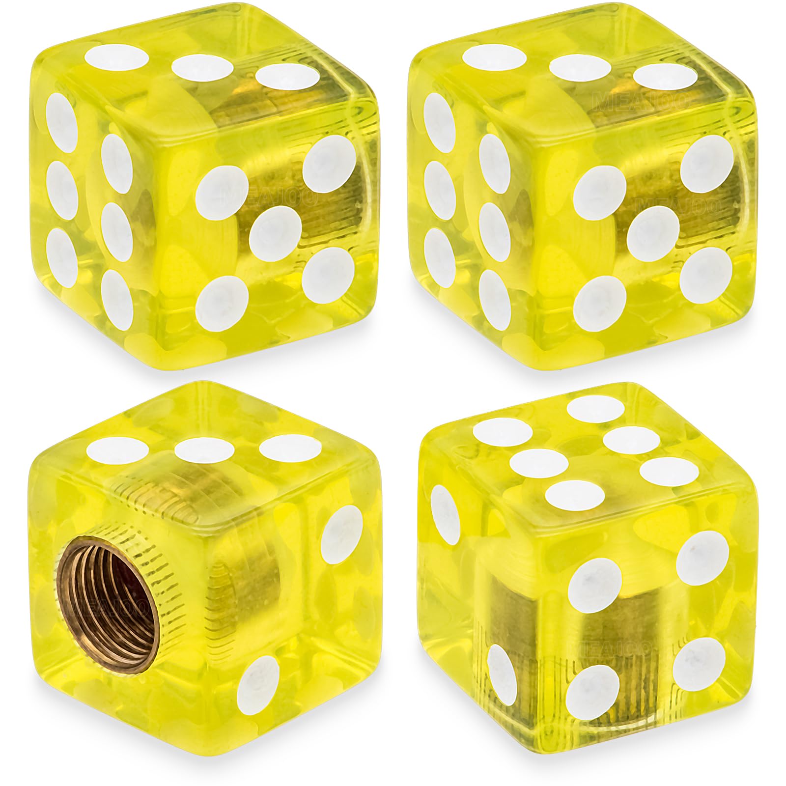 MEAJOO 4PCS Dice Tire Valve Stem Caps,with Rubber Ring, Dust Proof Cover Universal Tire Valve Stem Covers for Cars, SUV, Trucks,