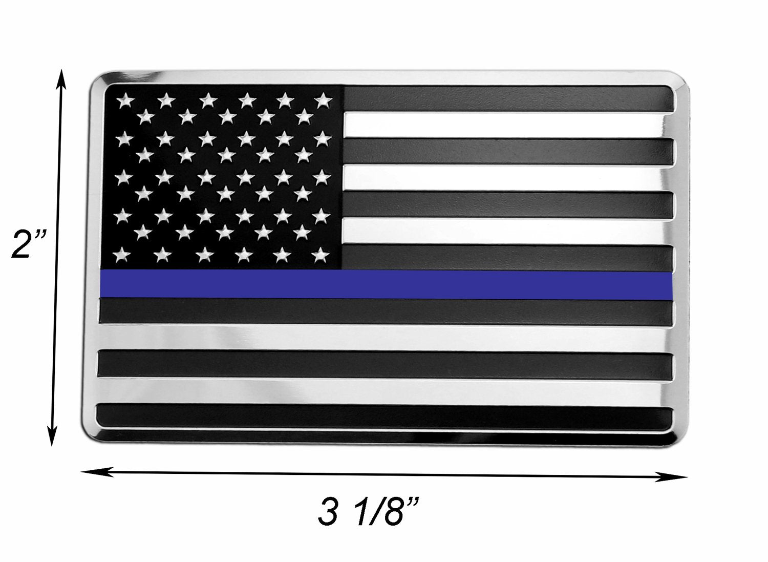 Lfparts Usa Embossed Stainless Steel Metal Flag For Cars, Trucks Show Support Of Police And Law Enforcement Officers (3.12'' X 2