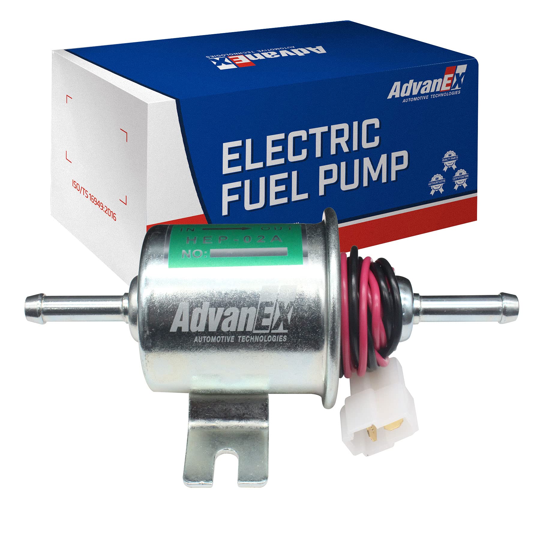 Advanex Electric Fuel Pump 12V Universal Low Pressure 5-9 Psi Gas Diesel Inline Metal Solid Petrol Compatible With Carburetor Hep-02A