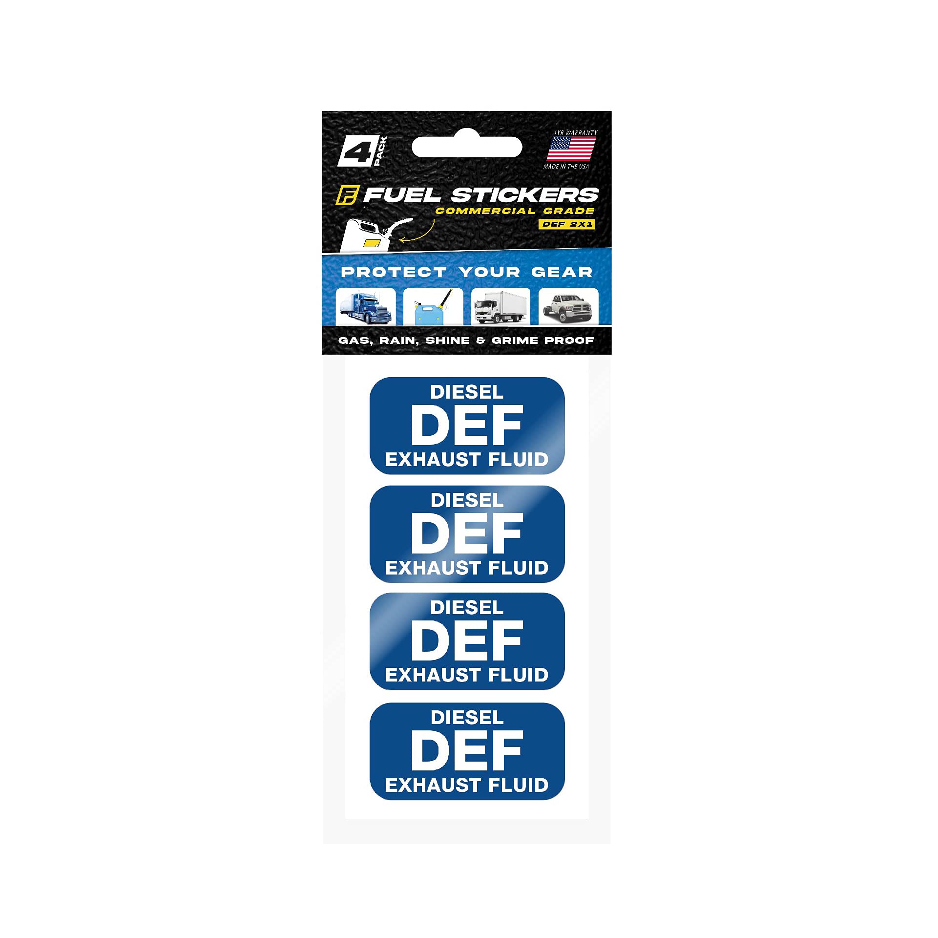 Diesel Exhaust Fluid Sticker, Def Label For Diesel Engines, Box Trucks, Semi-Trailer - Weather Proof, Extreme Stick, Commercial Grade Labels By Fuel Stickers - Usa Made (2X1 Inch), 4 Labels