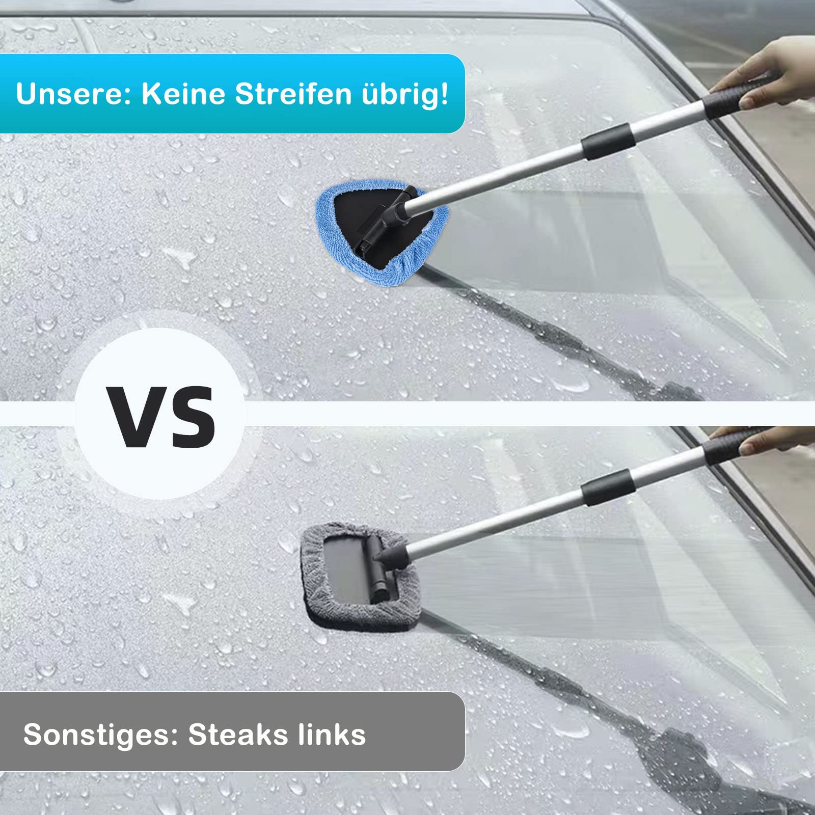 deuvuo 18 Pcs Windshield Cleaning Tool, Expandable Car Window Cleaner with 12 Reusable Microfiber Pads, 4 Spray Bottles, Multifu