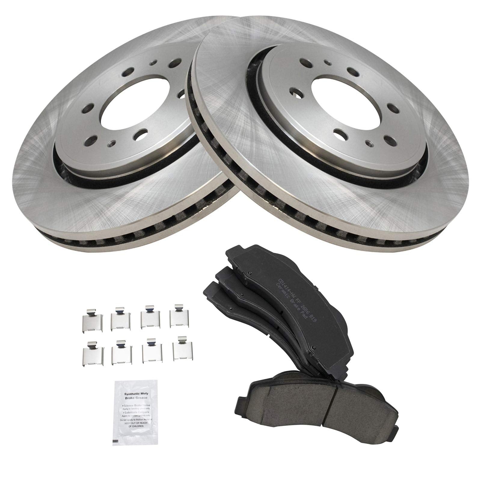 Trq Front Brake Pad & Rotor Kit Brake Pads Brake Rotor Ceramic Compatible With 2010-2017 Ford Expedition F-150 2011-2017 Lincoln