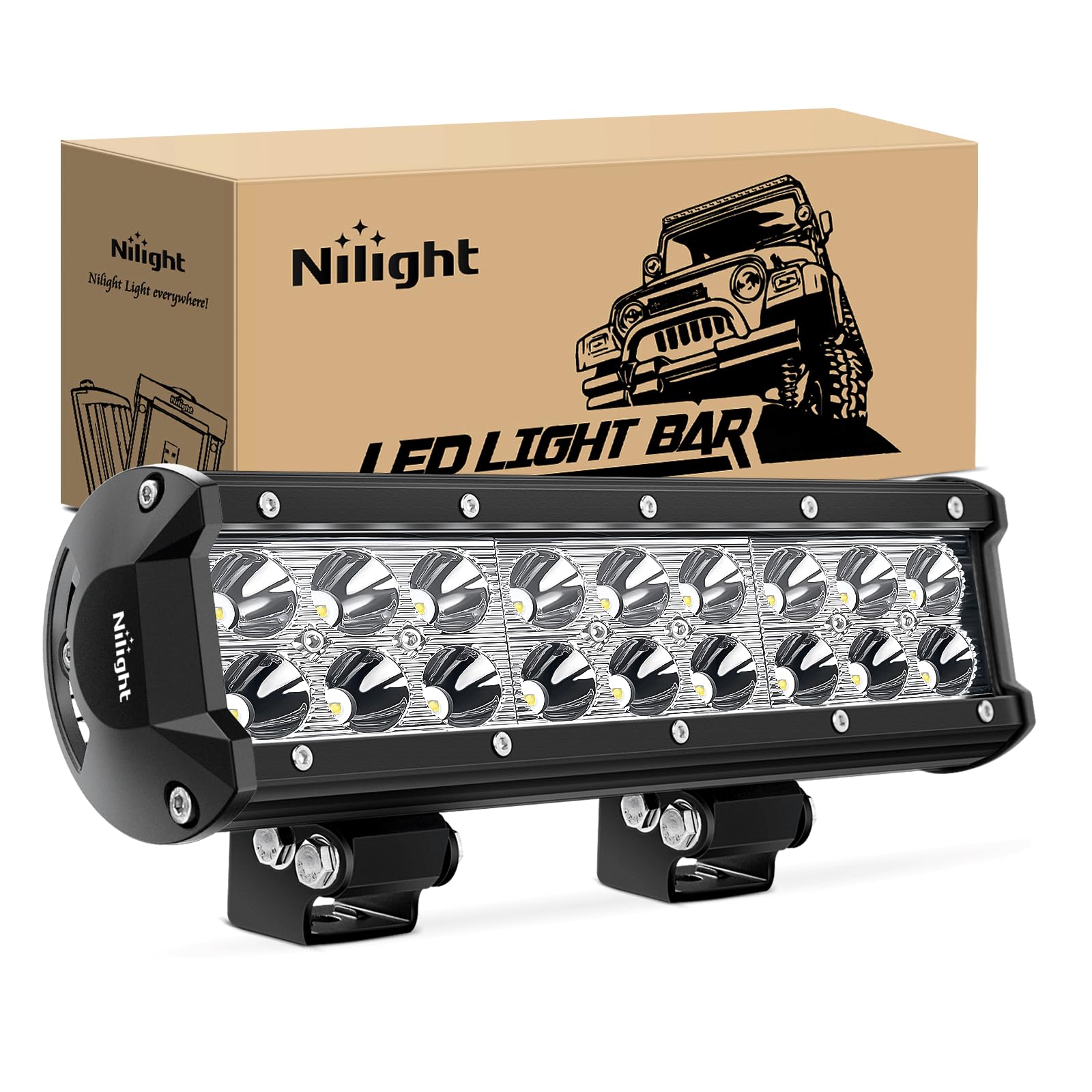 Nilight Led Light Bar 9Inch 54W 3600Lm Spot Off Road Driving Lamp Super Bright Waterproof Fog Work Lighting For Trucks Suv Atv U