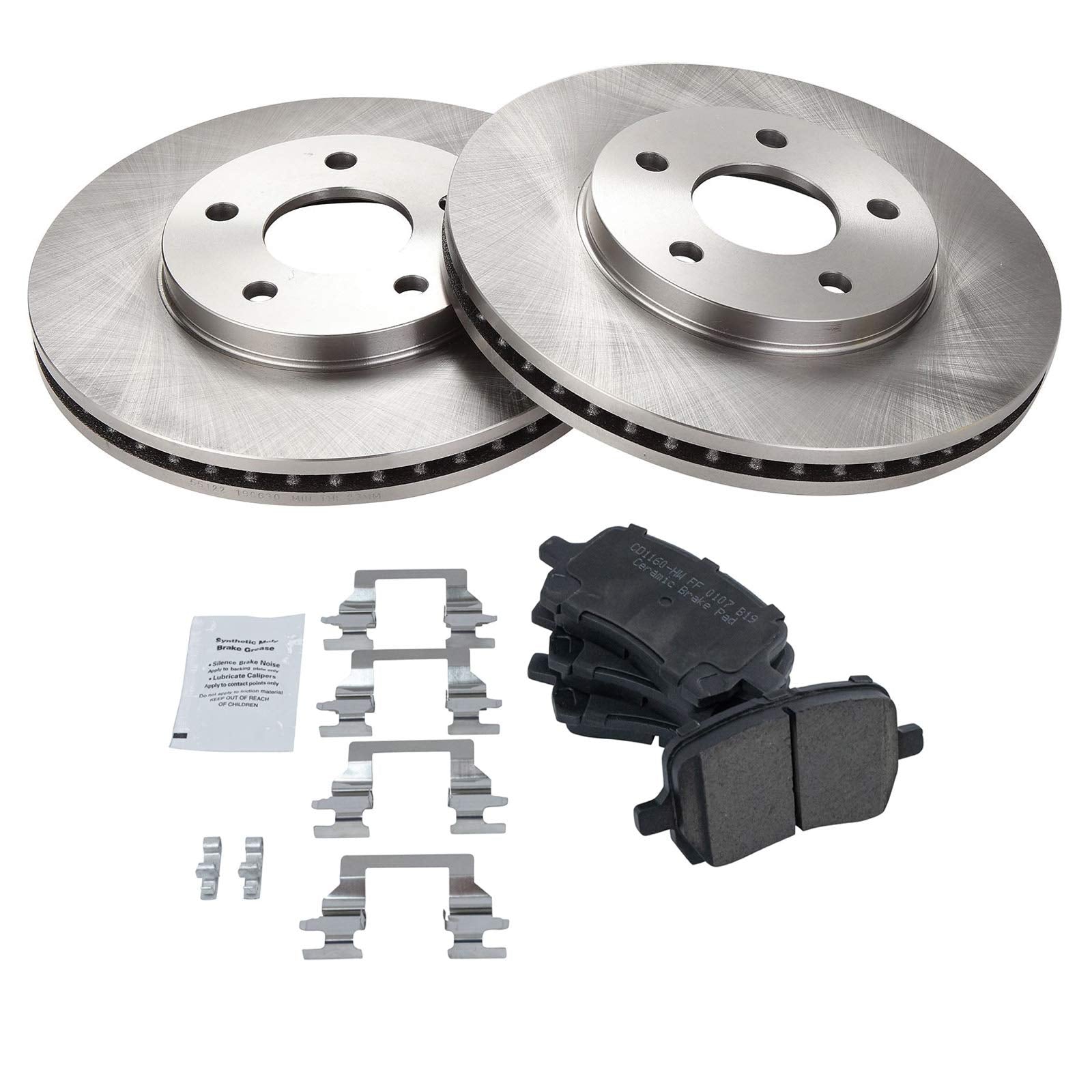 Trq Front Brake Pad & Rotor Kit Brake Pads Brake Rotor Ceramic Compatible With 2006-2011 Chevrolet Hhr