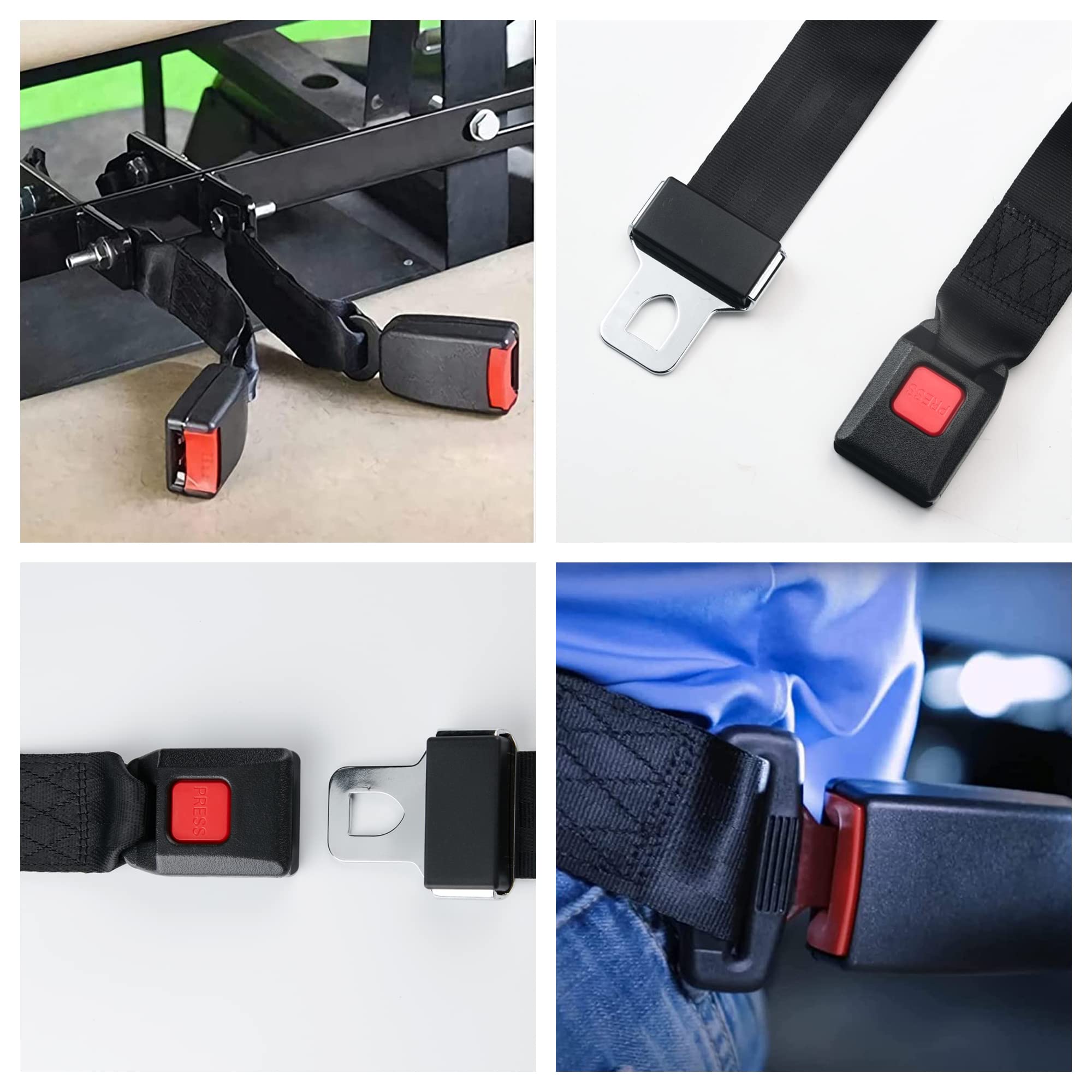 Bravokit Universal Seat Belt 2 Point Adjustable Belts Harness Kit For Go Kart, Club Golf Cart In Black (54-Inch With Installatio