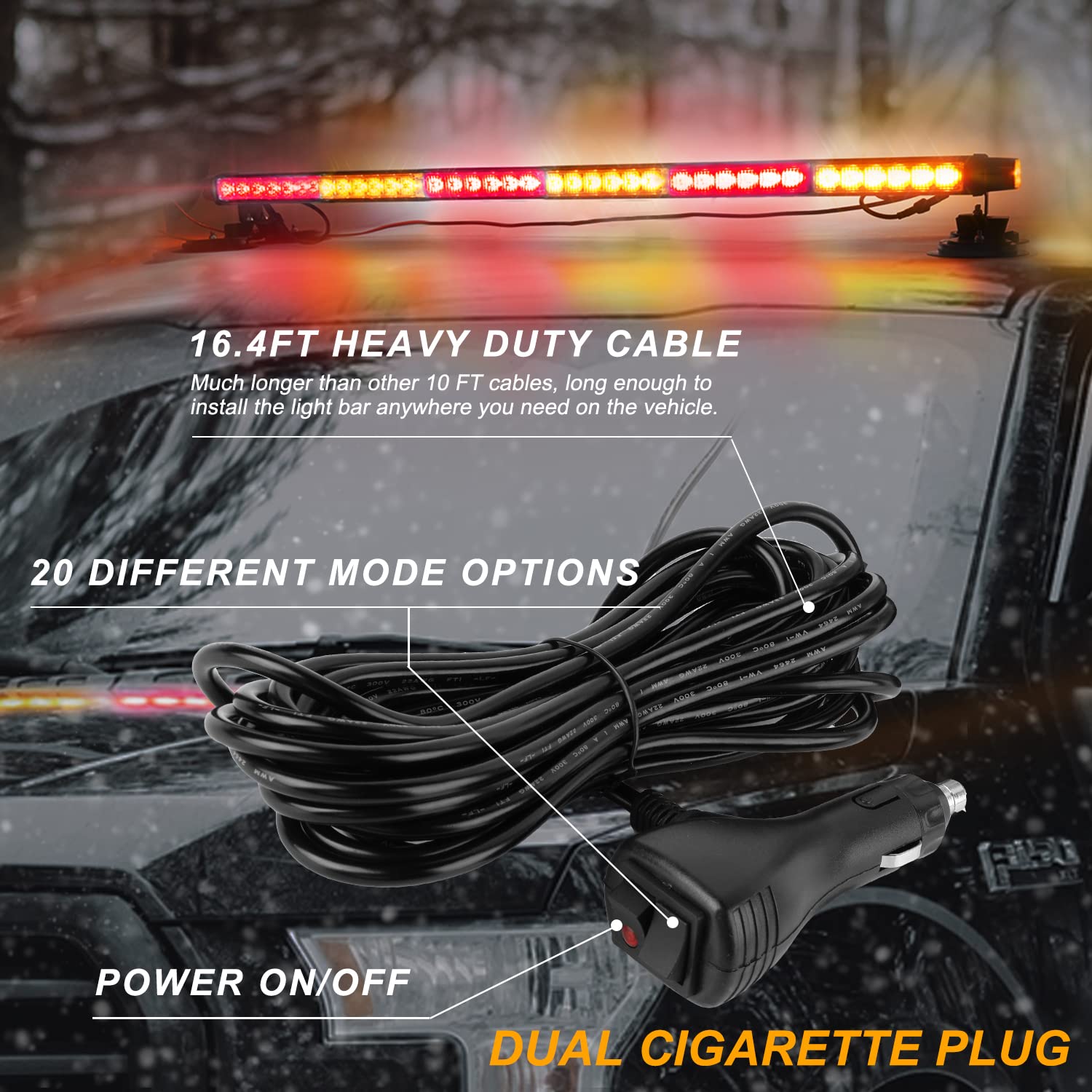 Aspl 38.5 '' 78 Led Strobe Light Bar Double Side Flashing High Intensity Emergency Warning Flash Strobe Light With Magnetic Base