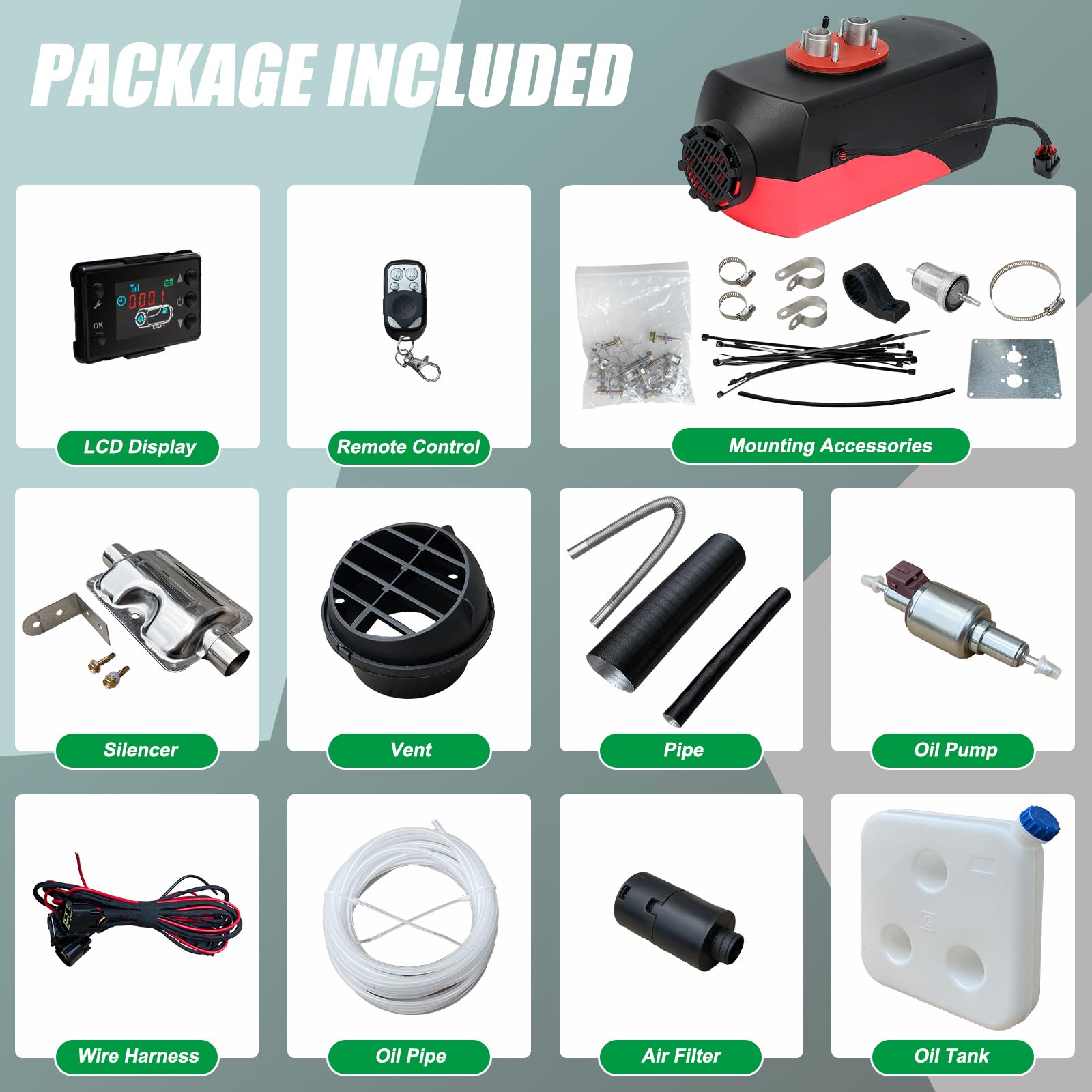 Triclicks Diesel Air Heater 12V 5Kw-8Kw Parking Heater Diesel Night With Silencer Lcd Switch Remote Control 10L Tank For Truck,