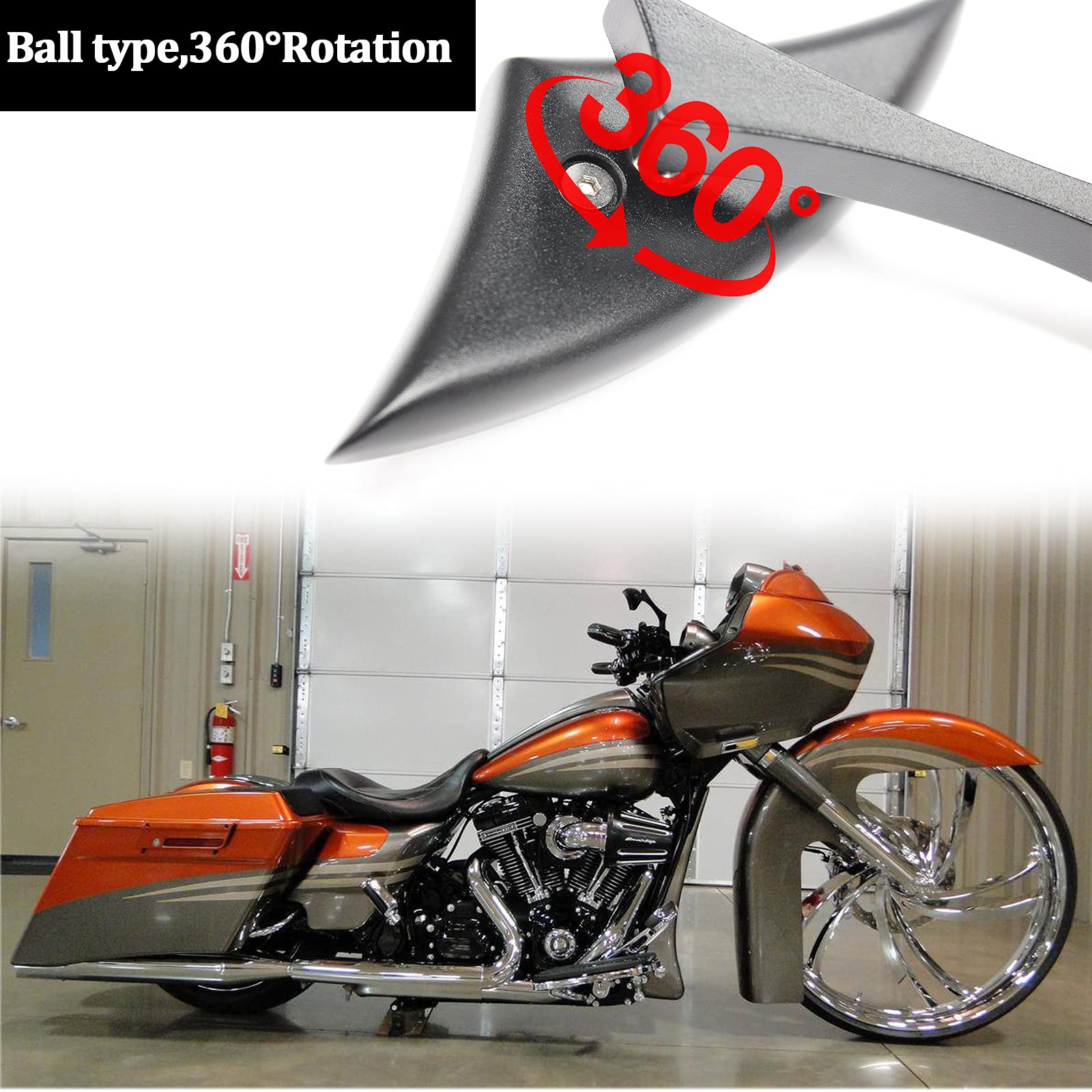 Black Motorcycle Sportster Mirrors For Harley Road King Street Electra Glide Road Glide Dyna Softail Rearview 1982-2018 2019 2020