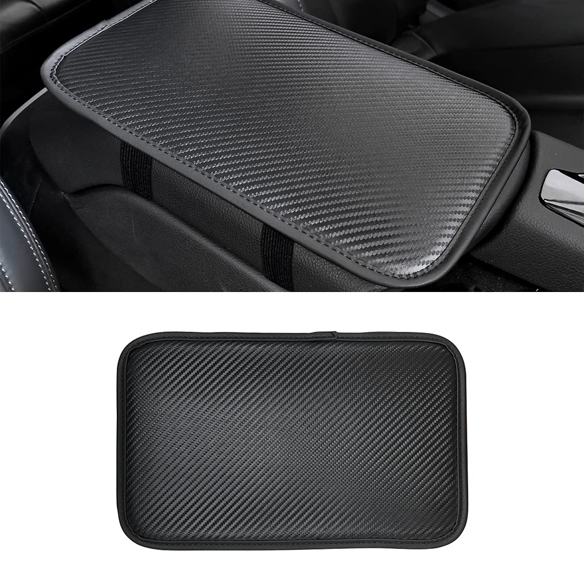 8Sanlione Leather Center Console Cushion Pad, 11.4''X7.4'' Waterproof Armrest Seat Box Cover Fit For Most Cars, Vehicles, Suvs, 