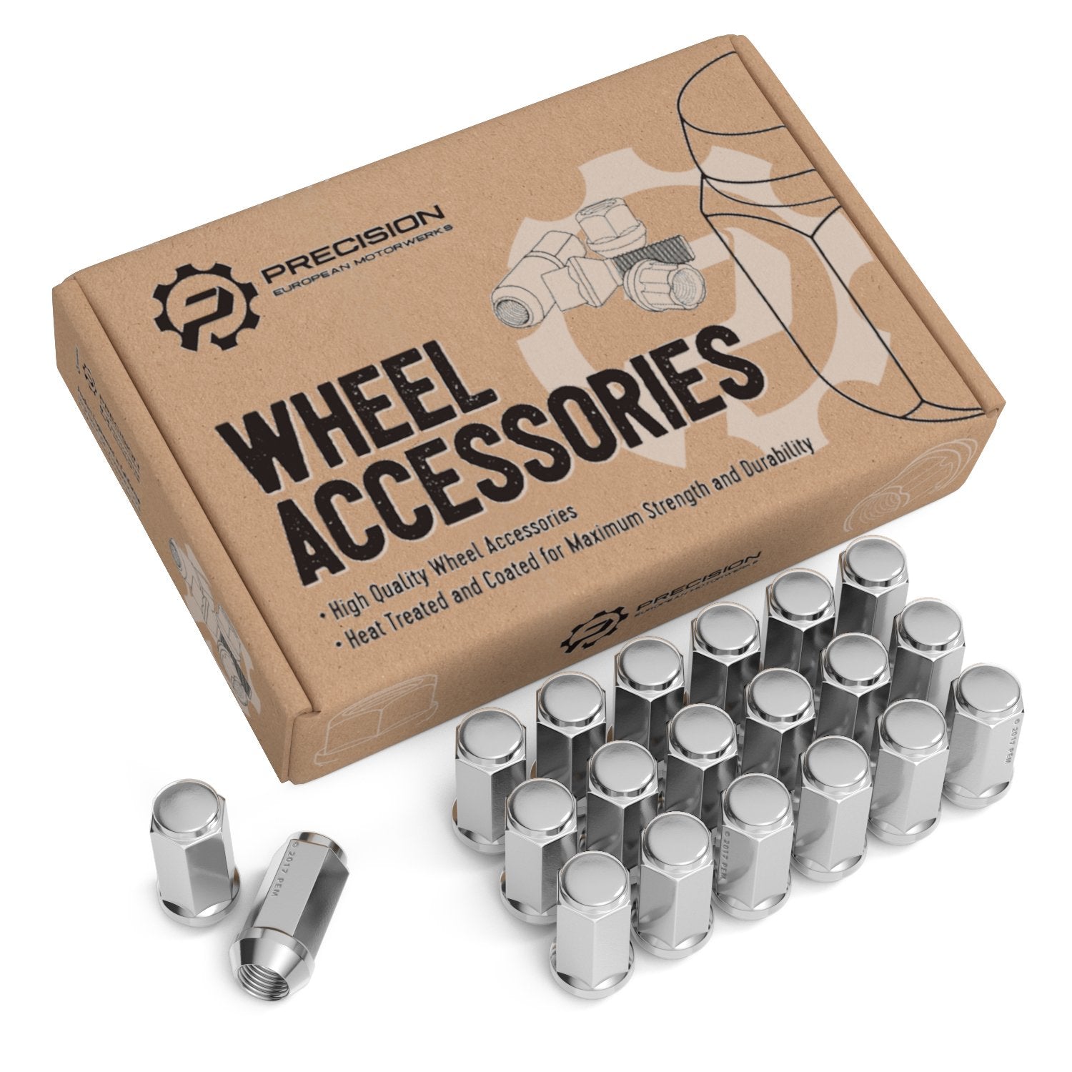 20pcs Chrome Bulge Lug Nuts - 9/16-18 Thread Size - Conical Cone Taper Acorn Seat Closed End Long Extended - 1.8 inch Length - I