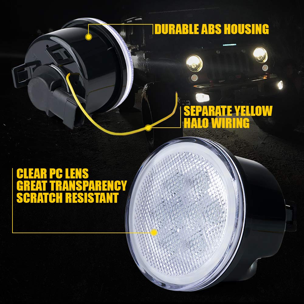 Xprite Led Clear Lens Turn Signal Lights With Halo Drl And Parking Function & Front Fender Side Marker Amber Light Assembly Repl