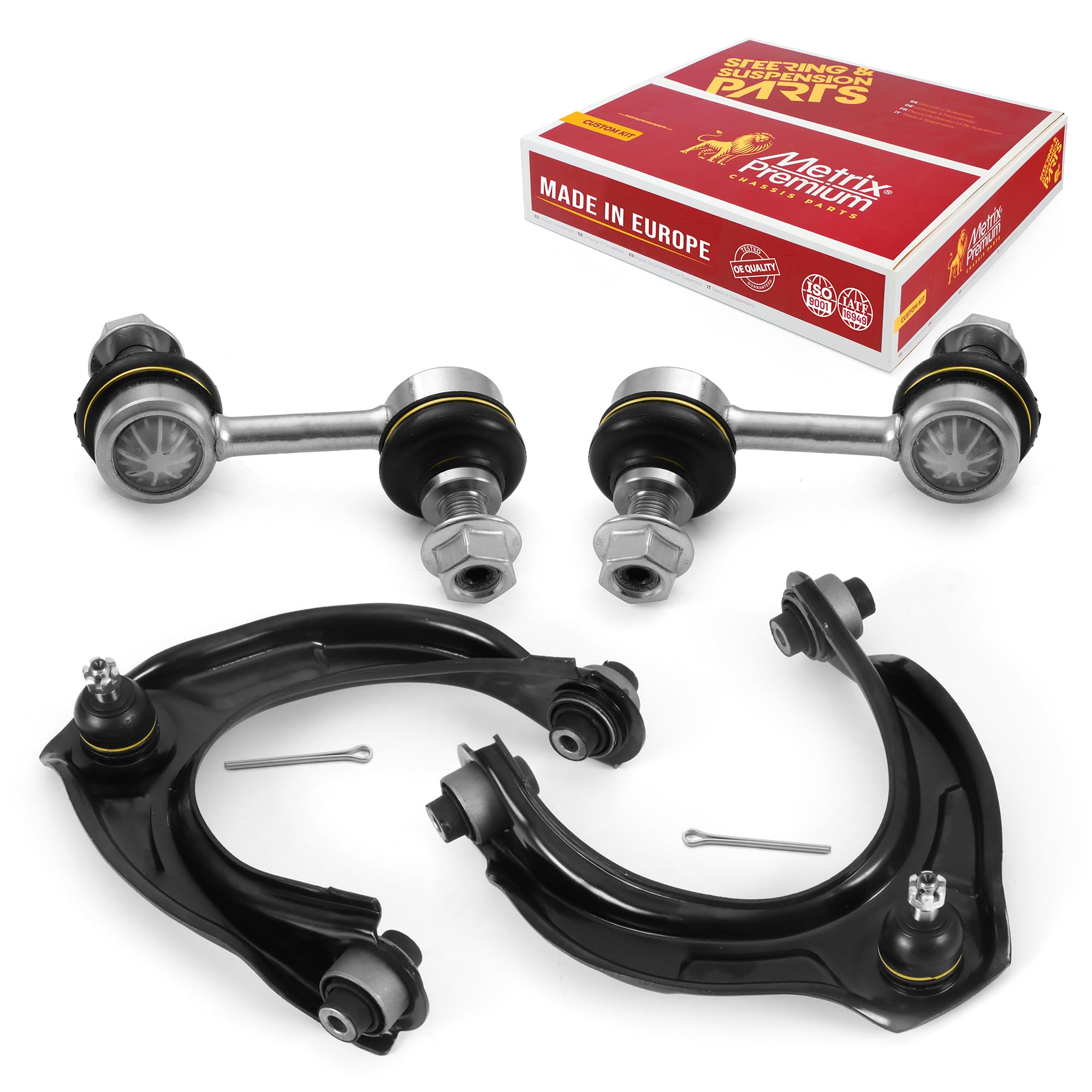 Metrix Premium Chassis Parts - 4 Pc Front L/R Upper Control Arm & Front Sway Bar Stabilizer End Link Kit Fits 2009-2014 Acura Tl