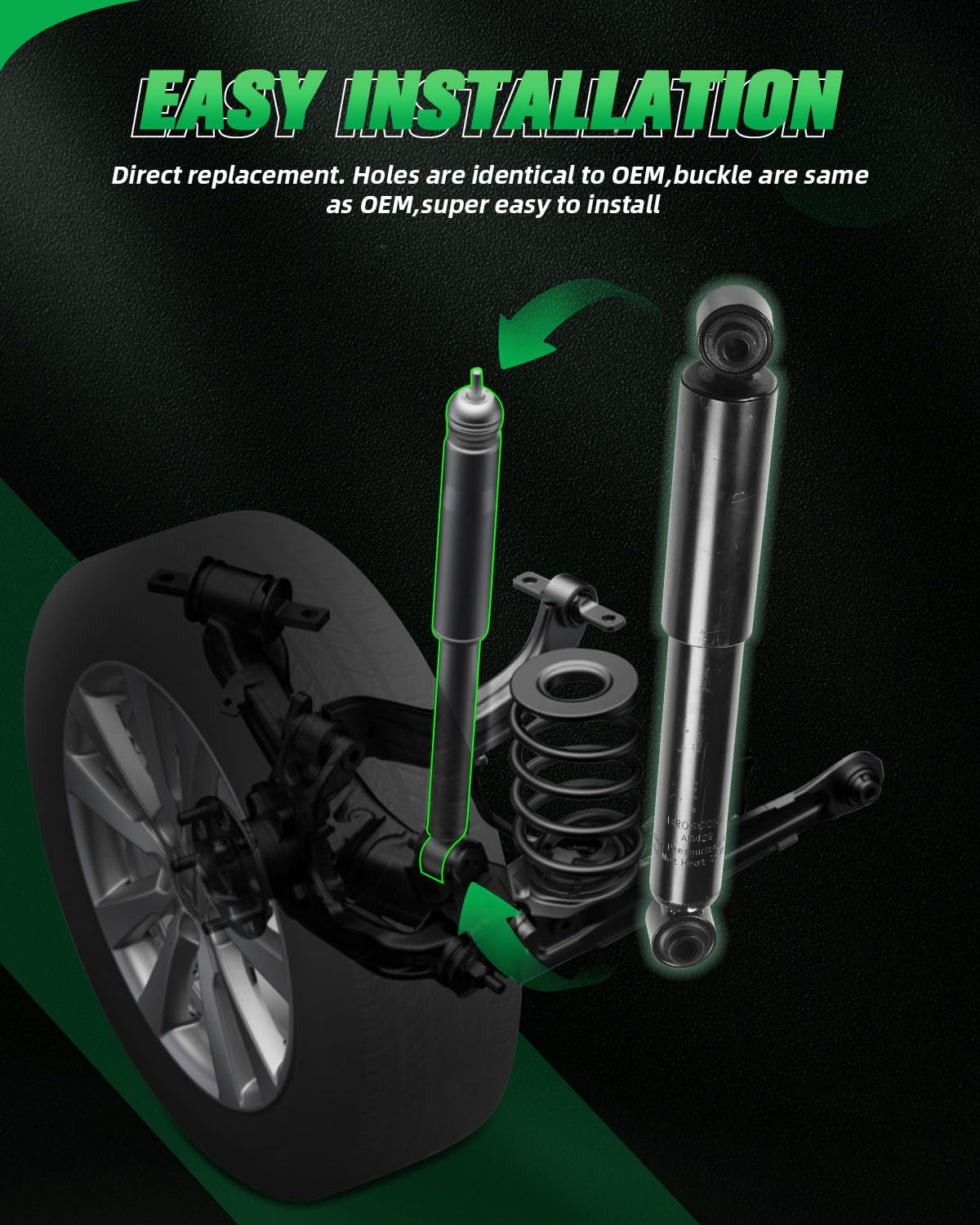 Scitoo - Rear Shock Absorber For Saturn Fits 2003 2004 2005 2006 2007 For Saturn Ion Shocks 343308 Struts - 2Pc Set