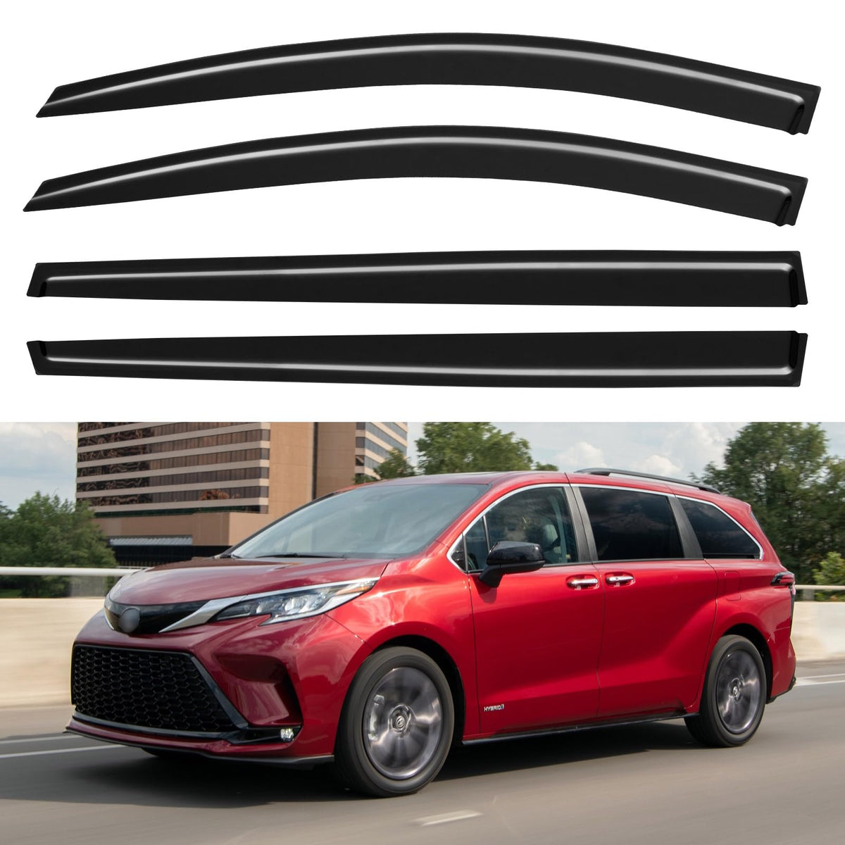 Window Visors Rain Guards for 2021 2022 2023 2024 2025 Toyota Sienna, Out-Channel Window Vent Wind Deflectors Visors Shades for 