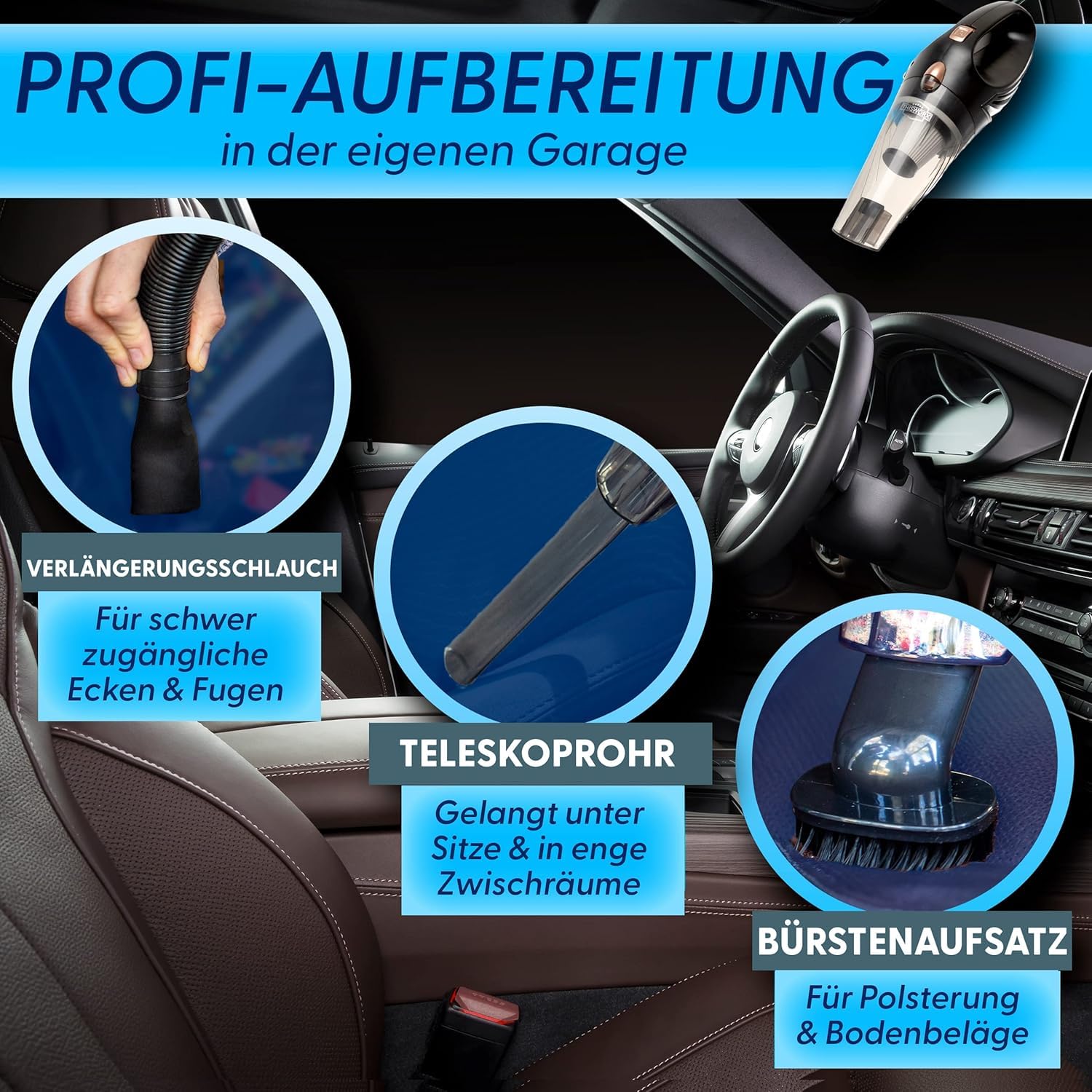 ThisWorx Car Vacuum Cleaner - Portable Handheld Mini Vacuum Cleaner W/ 16ft Cord, Bag, & Attachments - Small Vacuum for Car, RV,