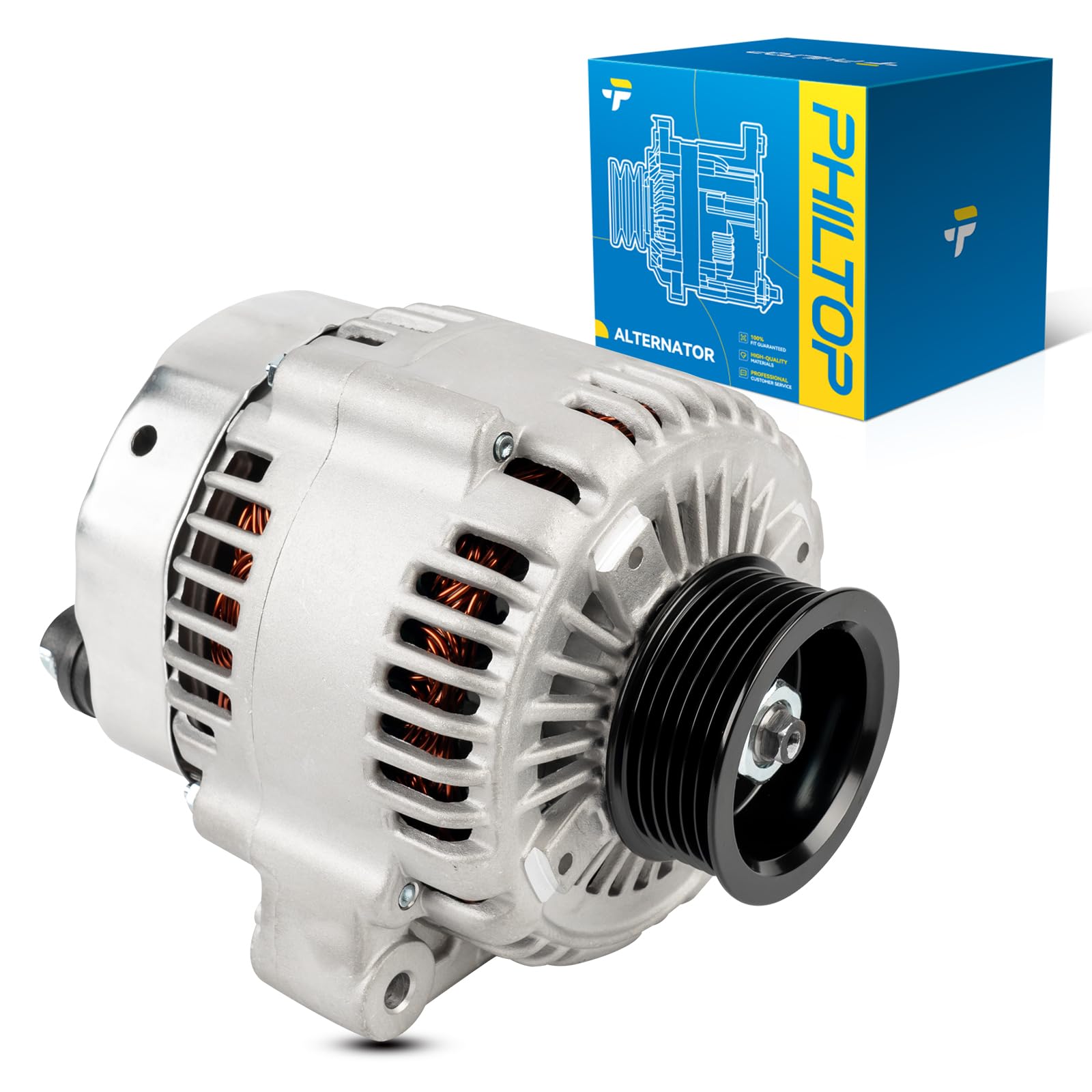 PHILTOP Alternator Compatible with Acura TL 1999 2000 2001 2002 2003, CL 2001 2002 2003 High Amp Alternators Replace 13835N 12V 