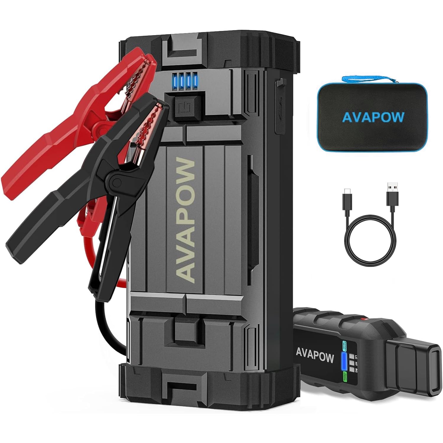 Avapow Jump Starter 2000A Peak 18000Mah Portable Battery Jump Starter For Car With Dual Usb Quick Charge 3.0(Up To 8.0L Gas Or 6