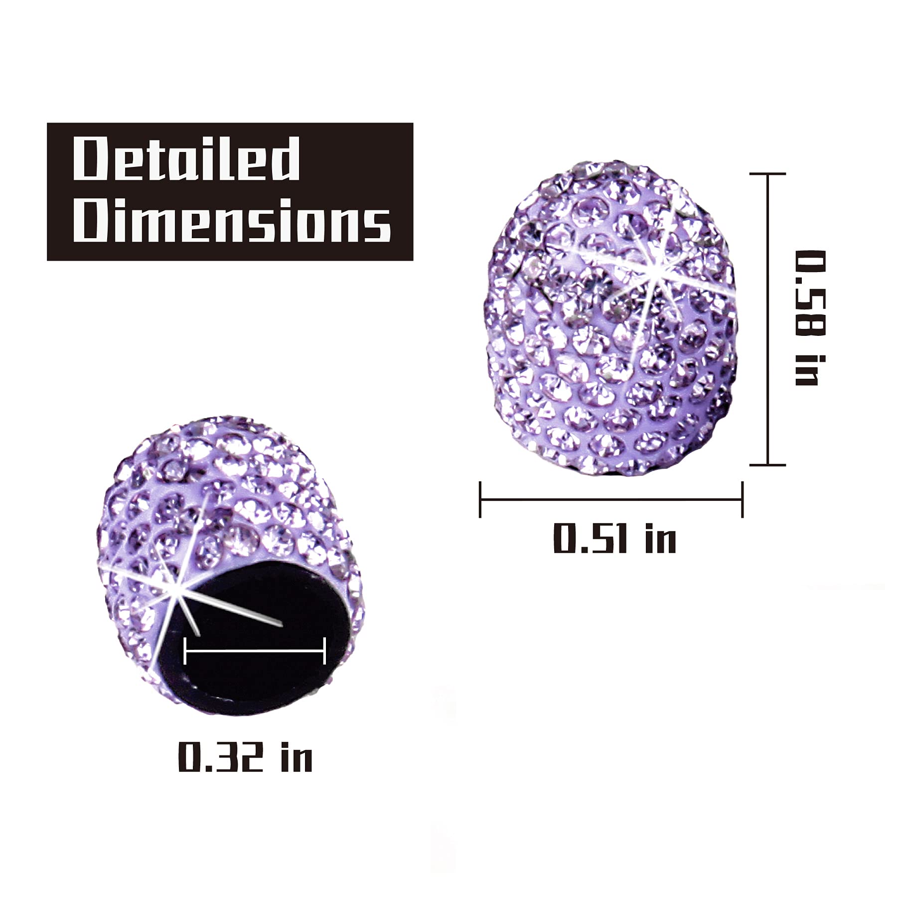 Justtop 4 Pack Handmade Crystal Rhinestone Car Tire Valve Stem Caps, Car Wheel Tire Valve, Attractive Dustproof Bling Car Accessories, Universal For Cars, Trucks And Motorcycles-Purple