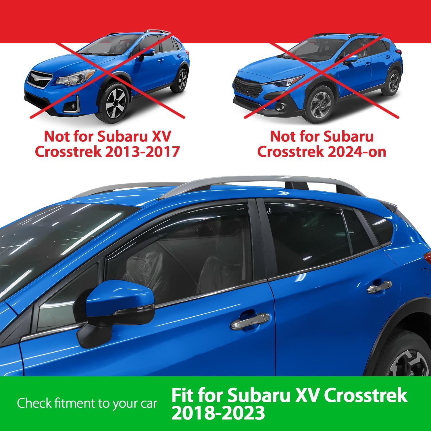 Goodyear Shatterproof In-Channel Window Deflectors For Subaru Xv Crosstrek 2018-2023/Subaru Impreza 2017-2023, Rain Guards, Wind