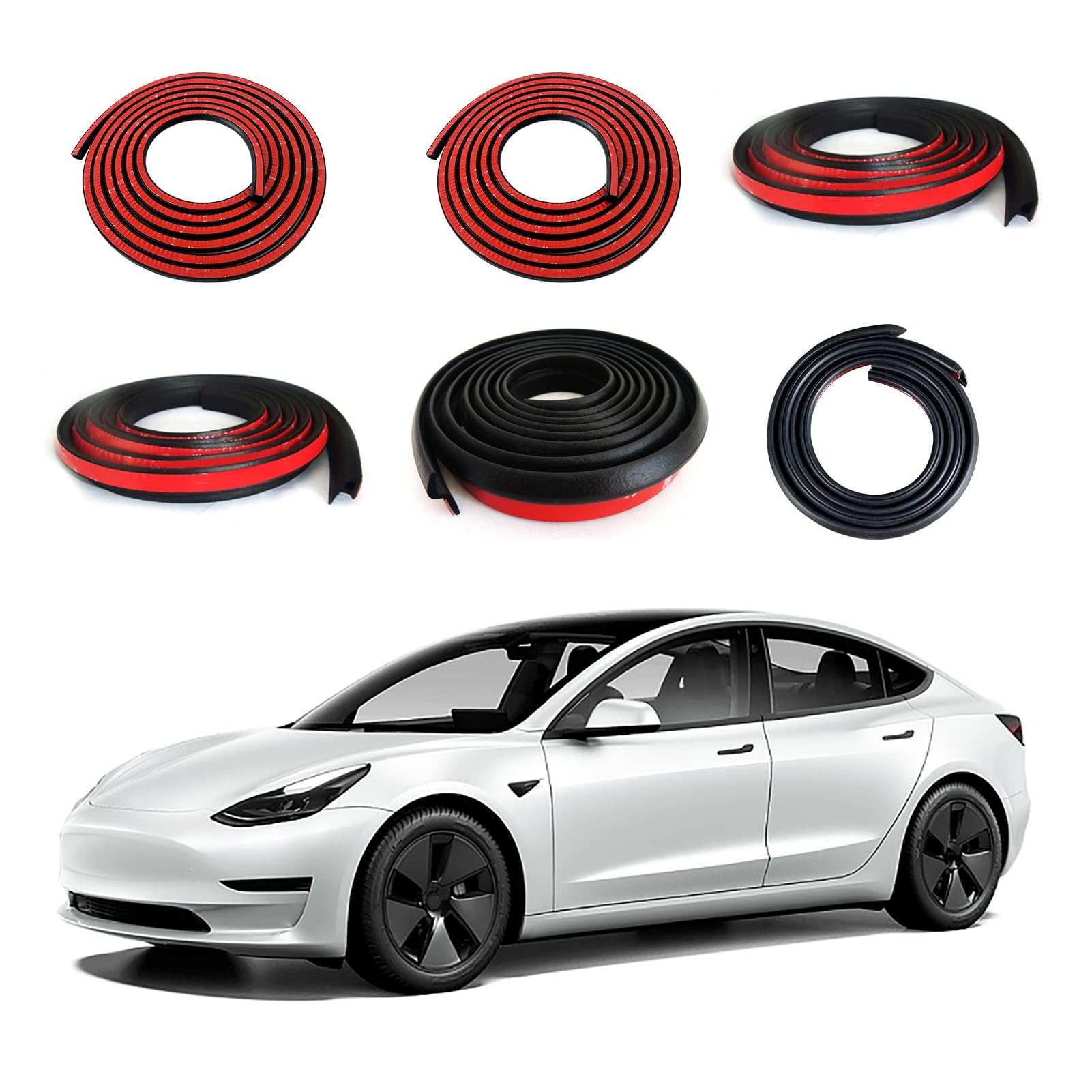 DOTAATDW Car Weather Stripping for Tesla Model 3 Car Door Rubber Seal Strip Self Adhesive Auto Soundproofing Weatherstrip for Fr