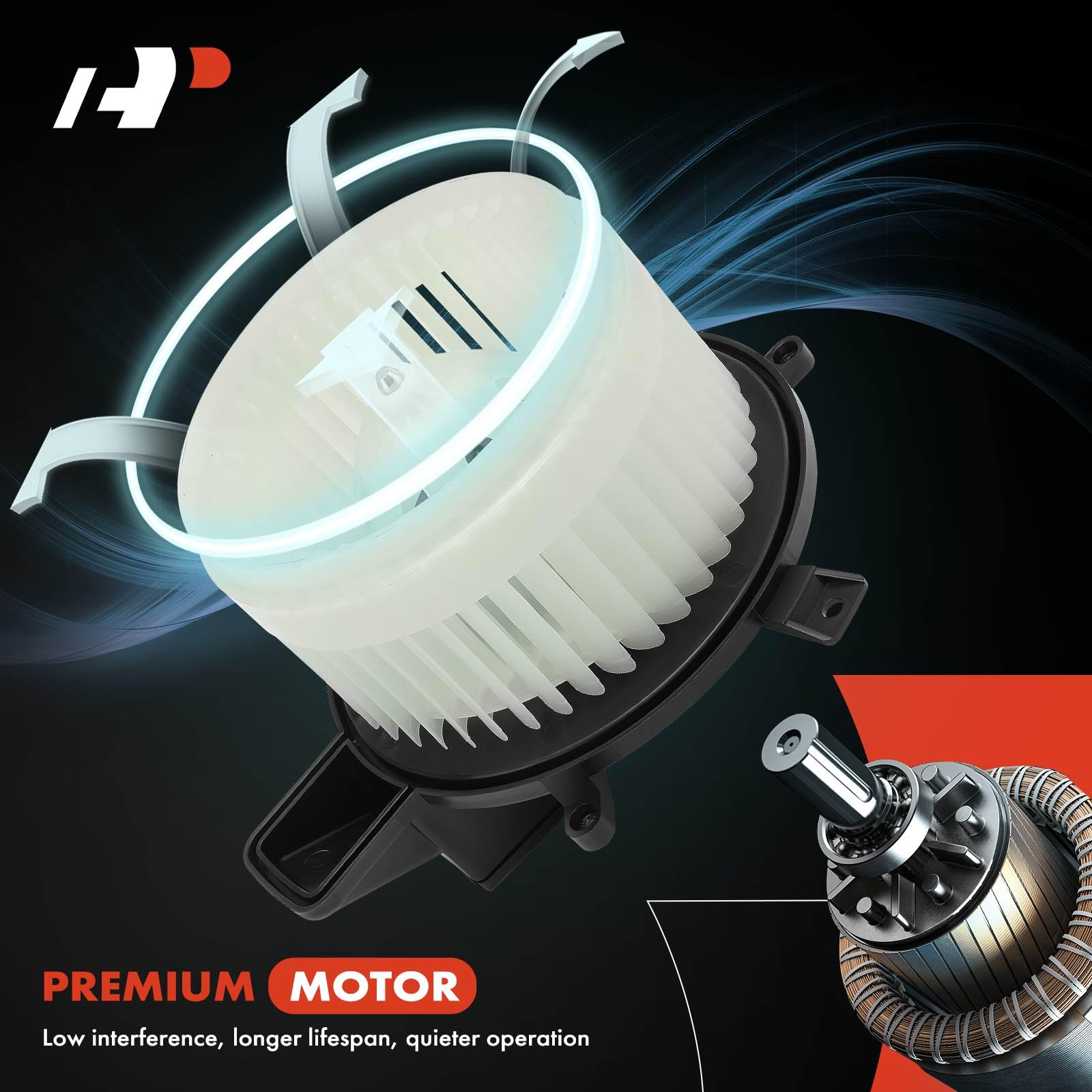 A-Premium Hvac Heater Blower Motor Compatible With Jeep, Dodge, Chrysler Vehicles - Grand Cherokee, Durango 2011-2021, Grand Caravan 2008-2020, Town & Country 2008-2016 - Front Side