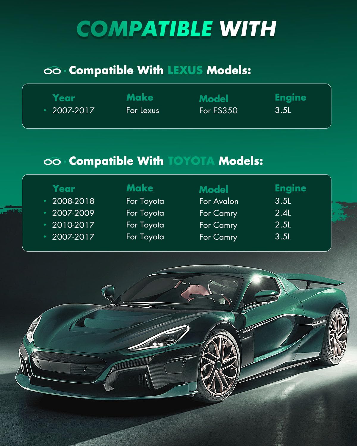 SCITOO D1293 D1212 Front Rear Ceramic Brake Pads Sets Fit For Lexus ES350 2007-2017,For Toyota Avalon 2008-2018,For Toyota For C