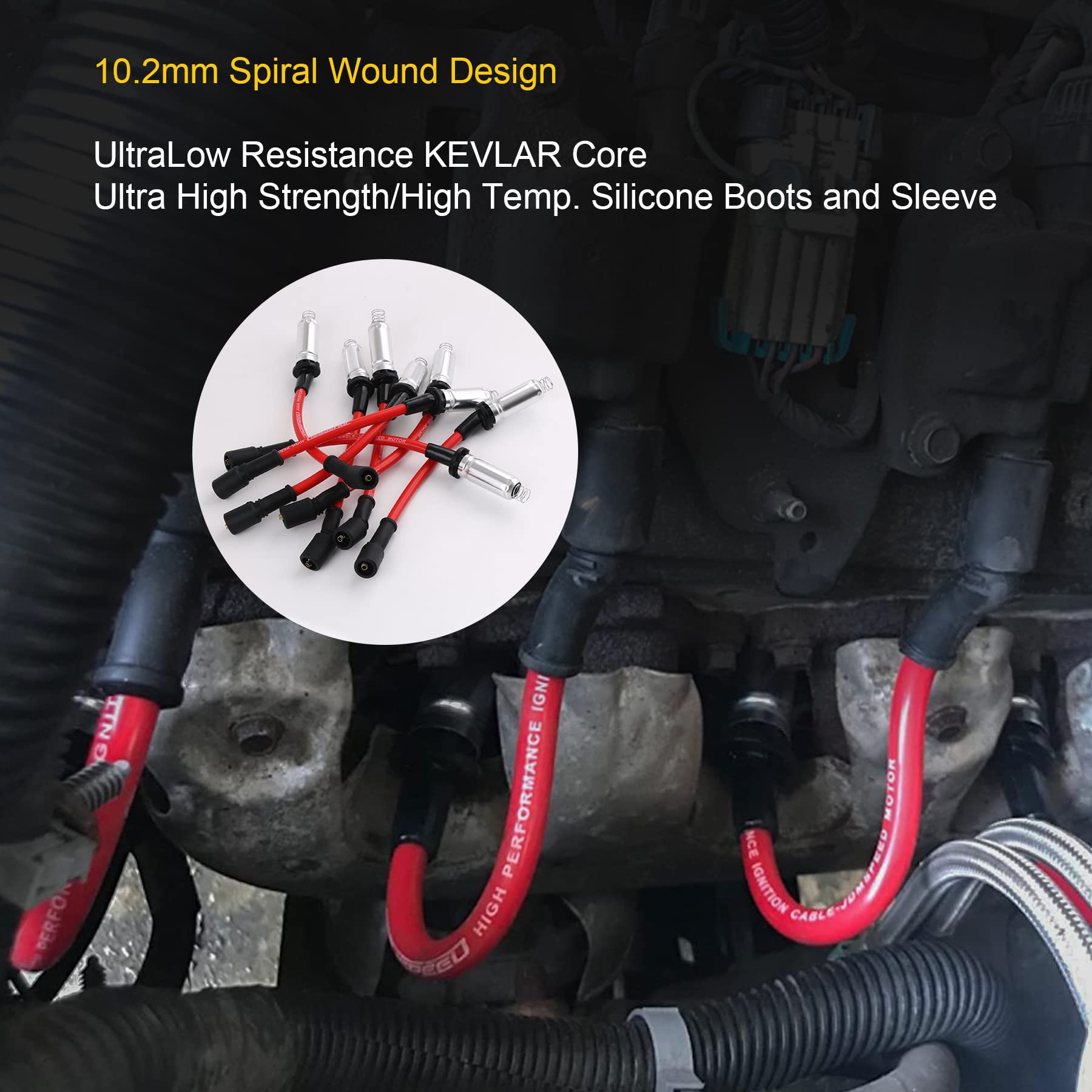 JDMSPEED High Performance Spark Plug Ignition Wire for 2000-2009 Chevy GMC V8 - Durable Silicone Construction