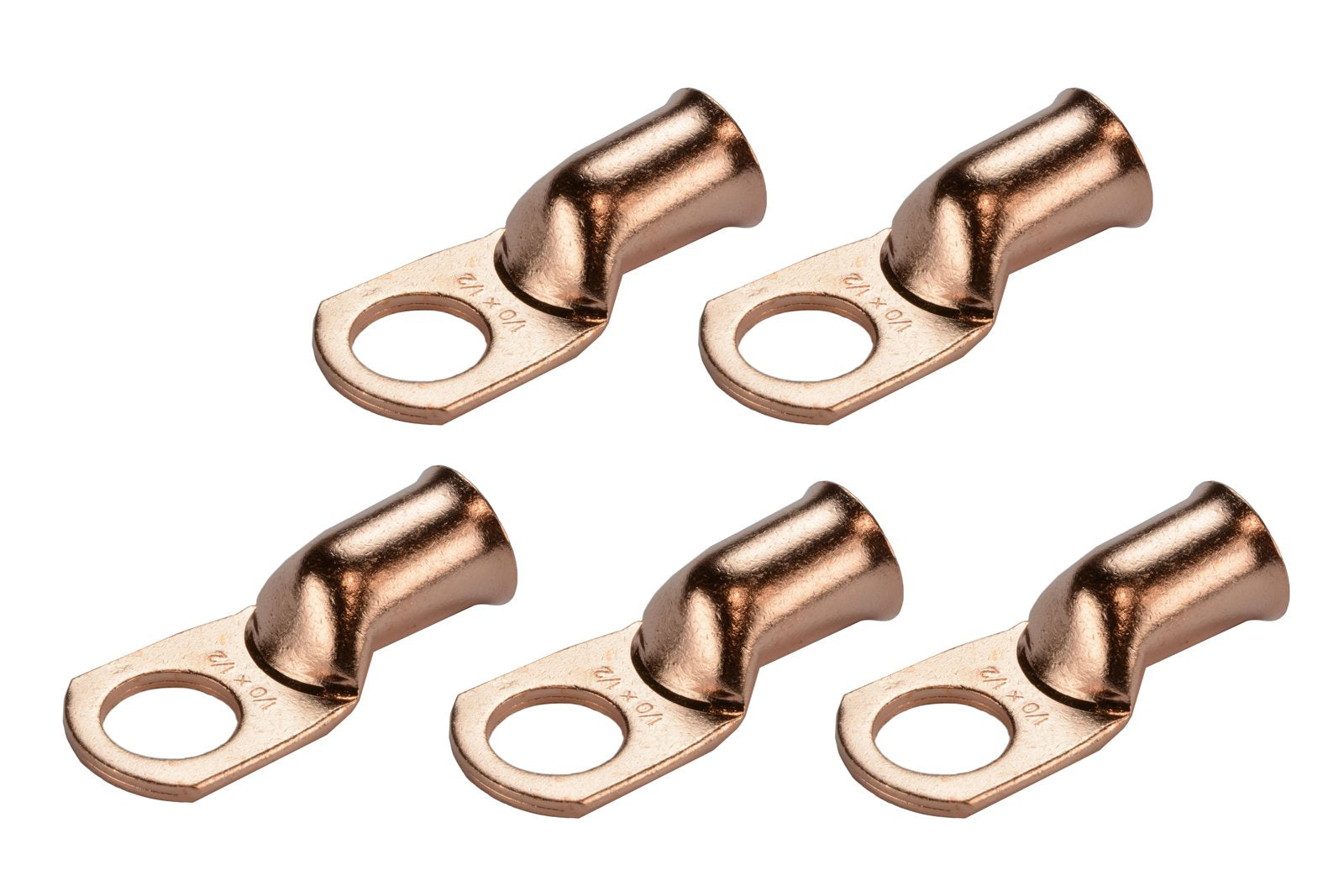 Temco 5 Pack Bare Copper Welding Battery Cable Ends, Lugs Terminal 1/0 Awg 1/2 '' Hole (6 Awg To 1/0 Awg Options Available)