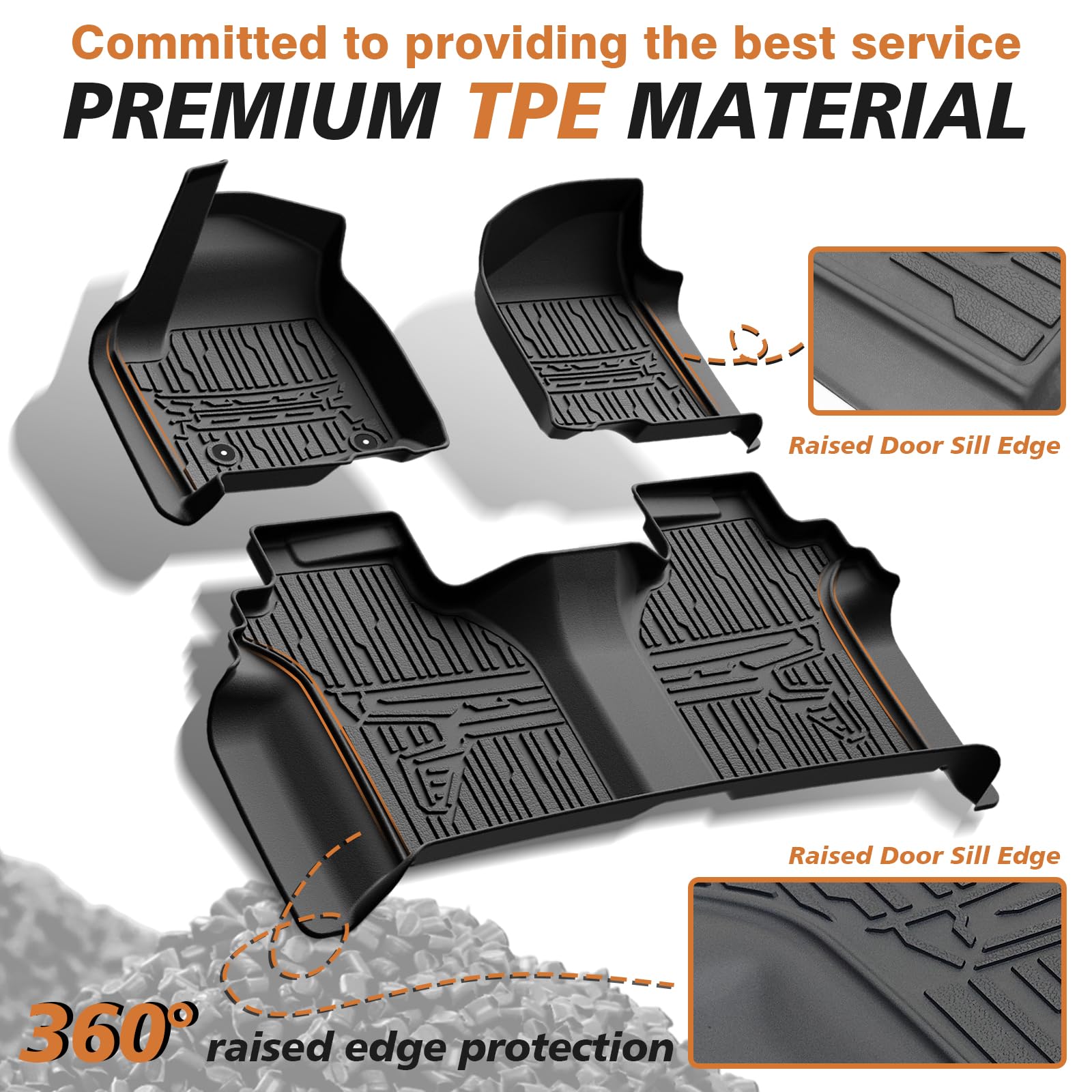 Triplealiners Floor Mats All Weather Compatible With 2019-2025 Chevy Silverado/Gmc Sierra 1500 & 2020-2025 Silverado/Sierra 2500