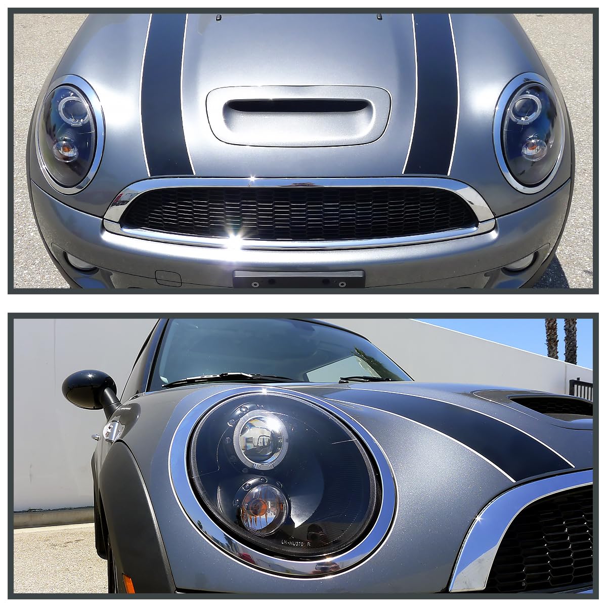 Spec-D Tuning Halo Ring Black Projector Headlights Compatible With 2007-2013 R56 Mini Cooper Models Left + Right Pair Headlamps Assembly