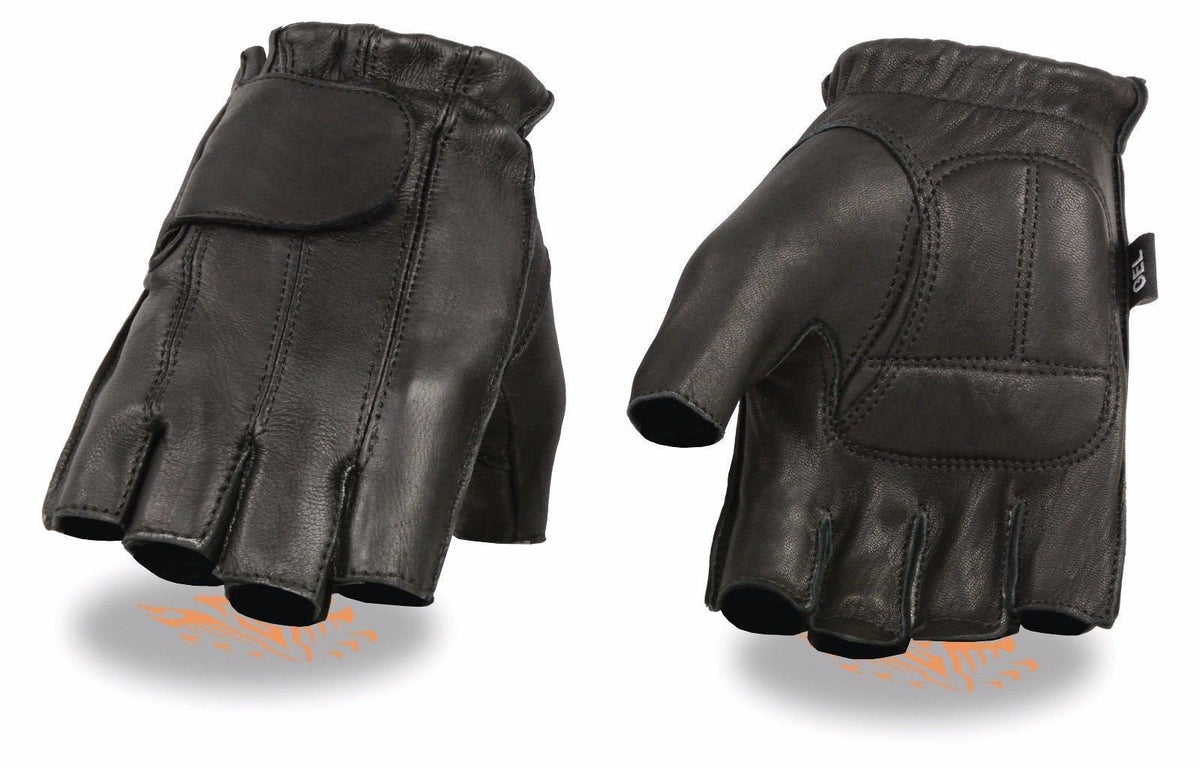 Milwaukee Motorcycle Riding Leather American Deer Skin Fingerless Gloves Very Soft Leather (S Regular)