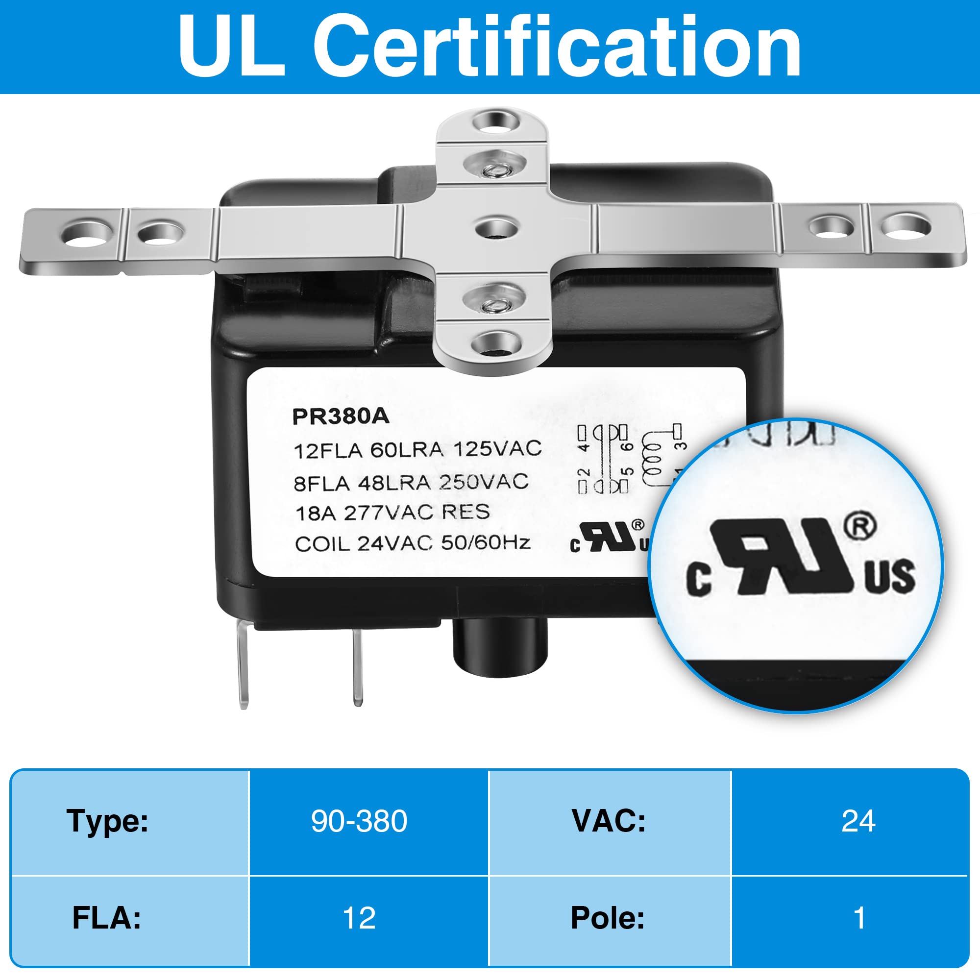 24V Fan Relay, 90-980 Isolation Relay Ac Switch Spst With Ul Certification Compatible With Hvac Coleman Furnace Blower Humidifier Goodman Blower Heat Sequencer Relay (1 Piece)