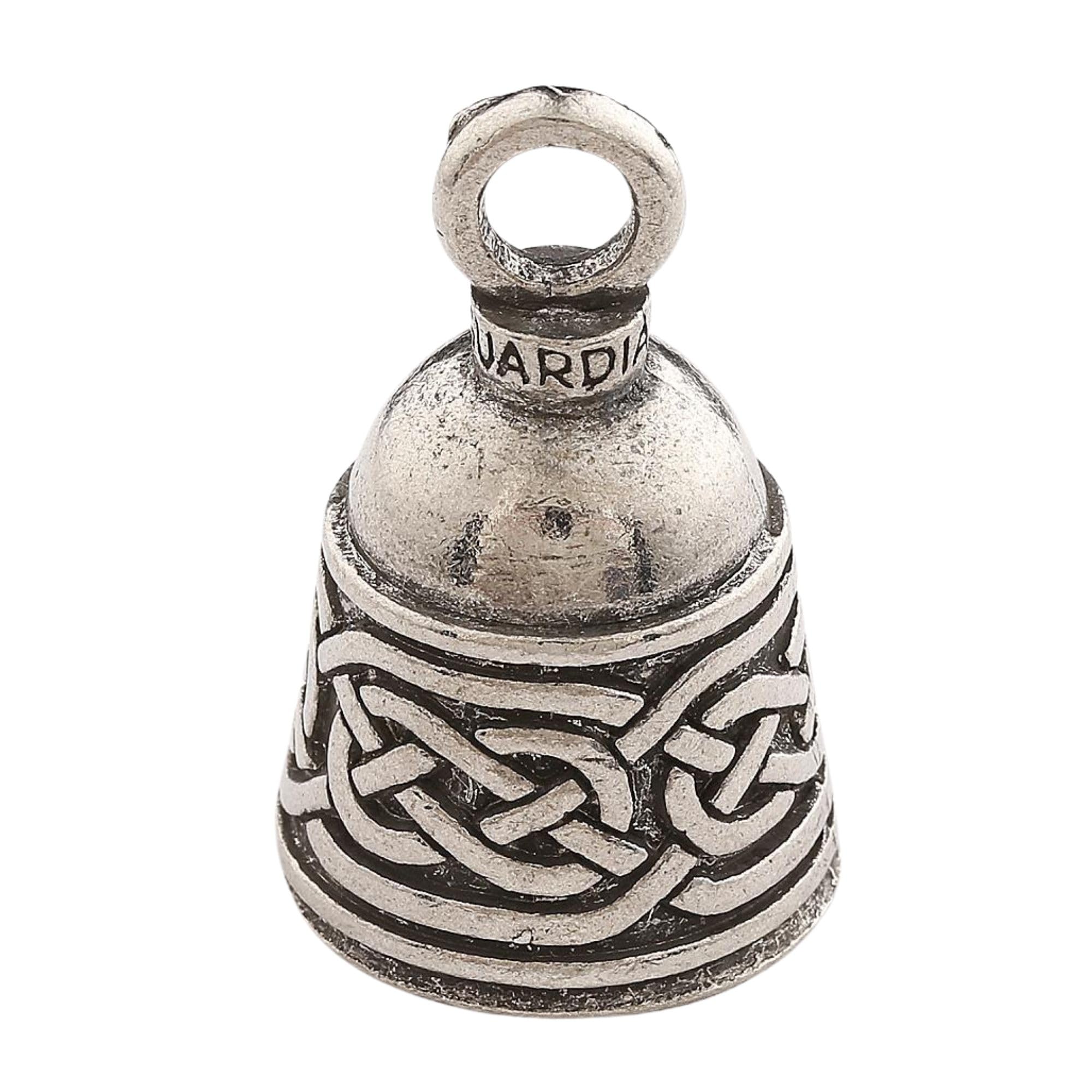 Guardian Bell Celtic Weave Good Luck Bell W/Keyring & Black Velvet Gift Bag | Motorcycle Bell | Lead-Free Pewter | Made In Usa